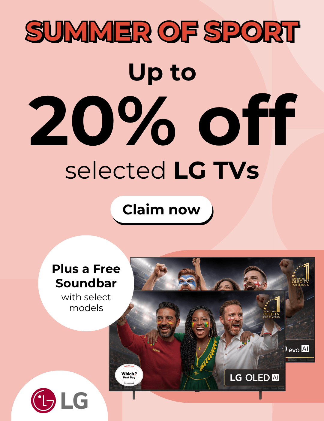 Up to 20% off selected LG TVs