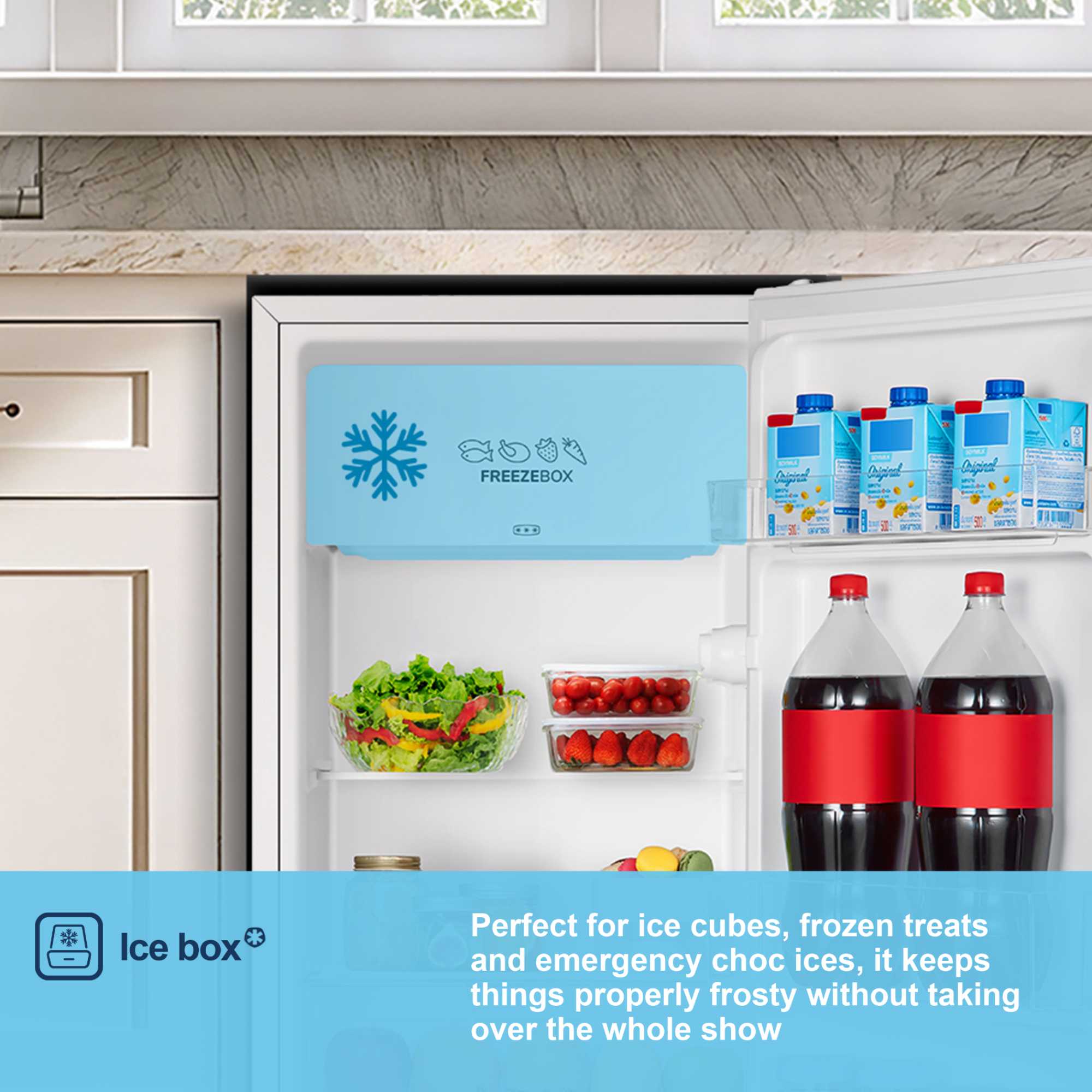 MUR4894E 75l Undercounter Fridge with Icebox - White