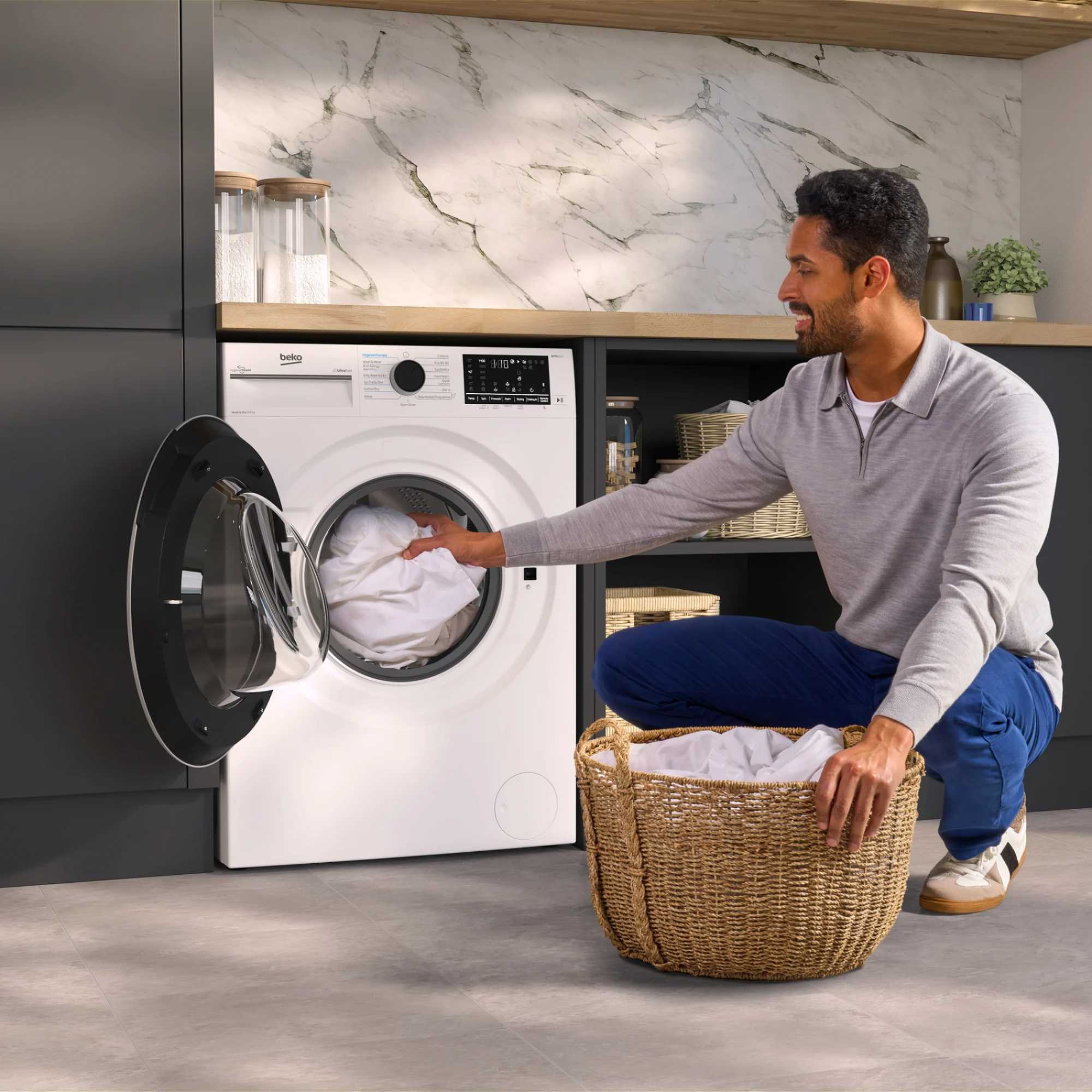 B5D59645UG 9kg Wash 6kg Dry Load Smart Washer Dryer - Grey