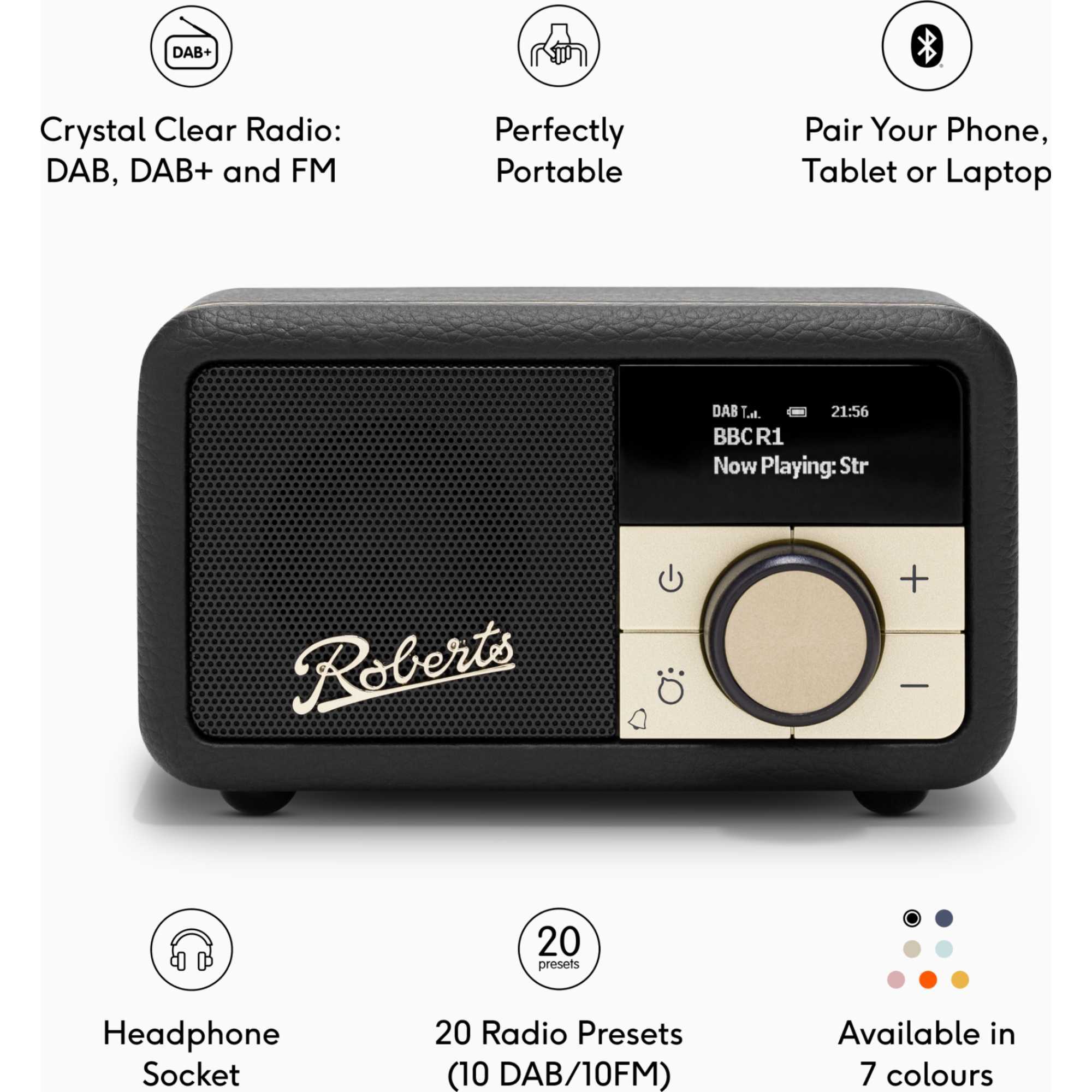 Revival Petite 2 DAB/DAB+/FM Bluetooth Portable Radio - Black