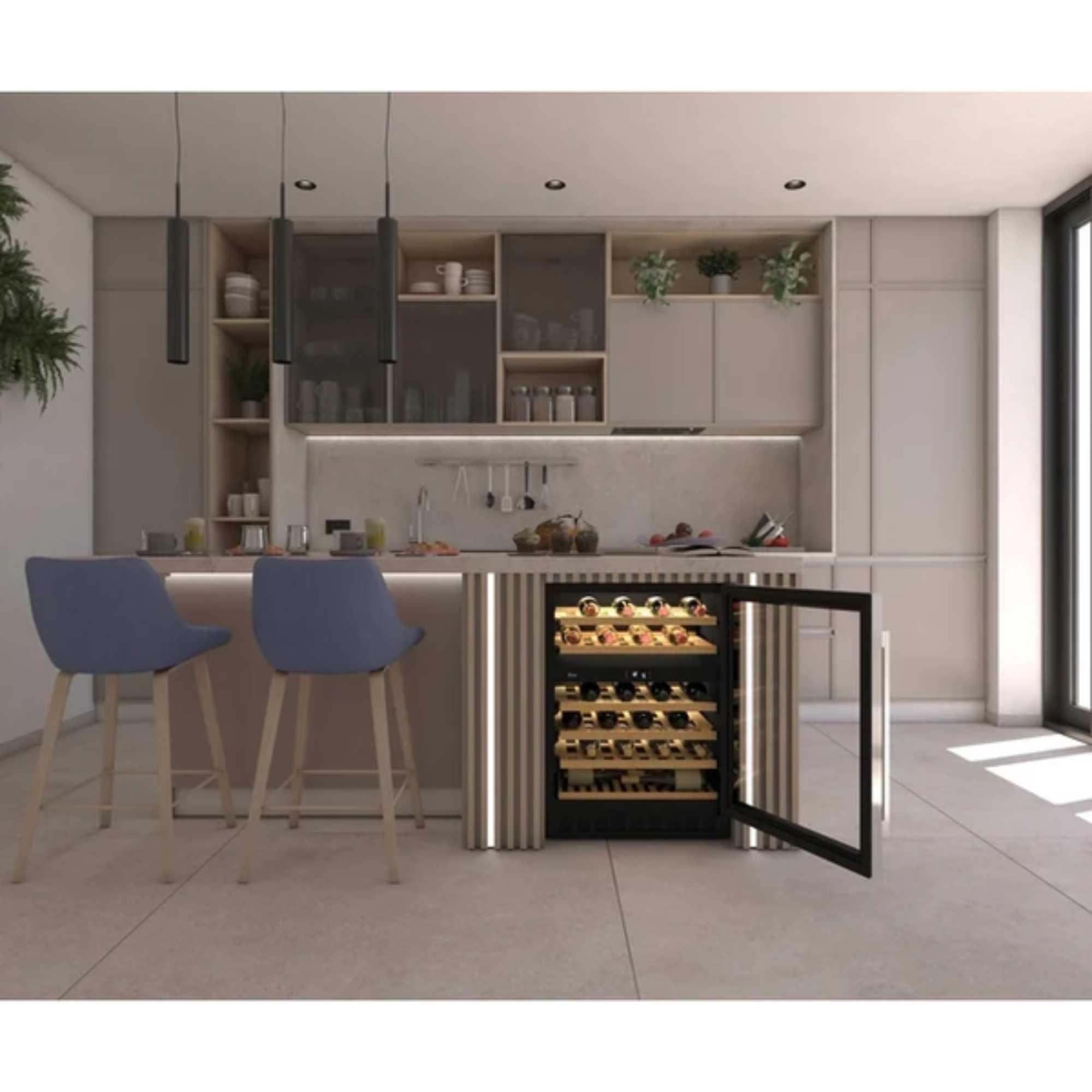 HWCB 60 UK/N H-Wine 700 46 Bottles Undercounter Wine Cooler - Black