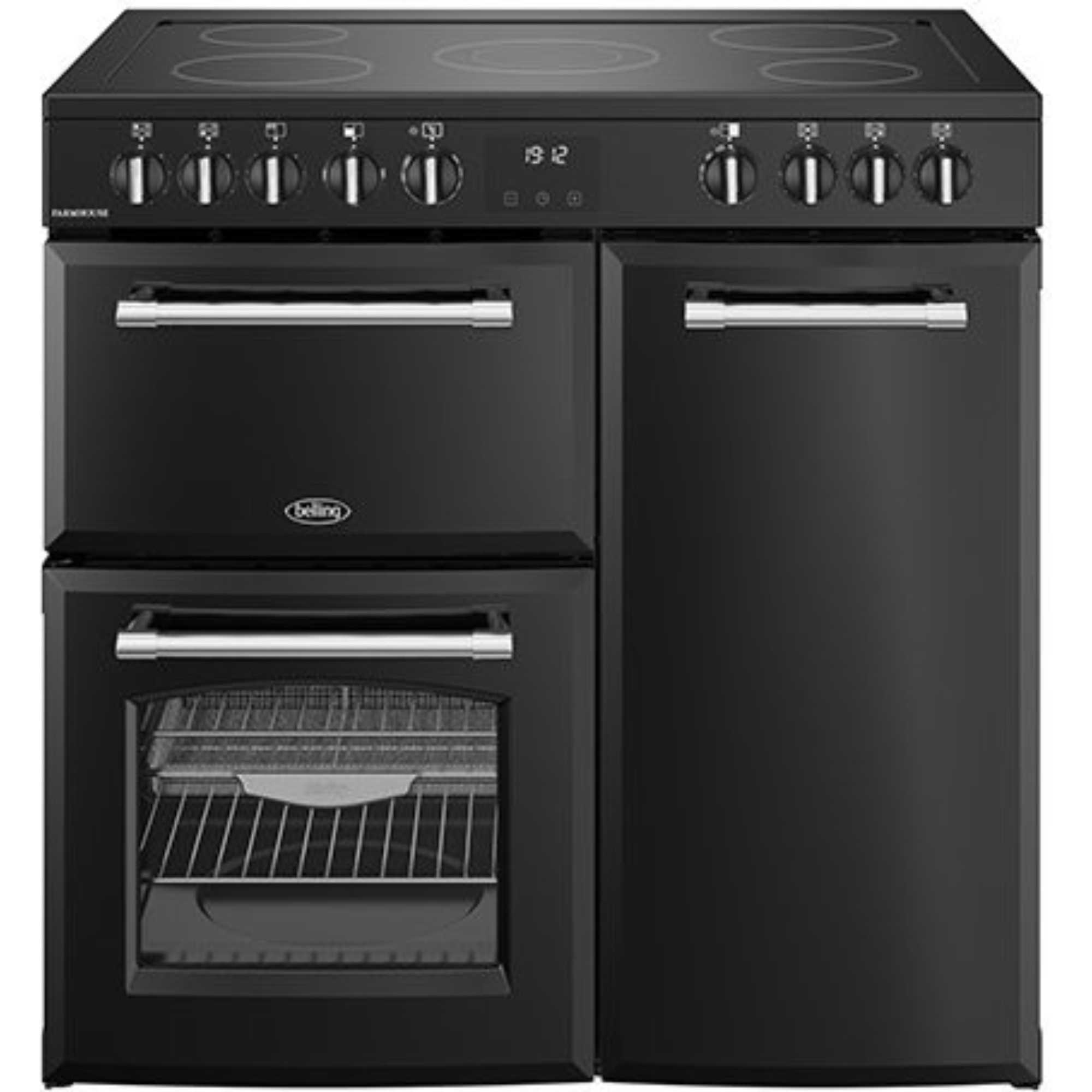 444411817 Farmhouse 90E Electric Ceramic Range Cooker - Black