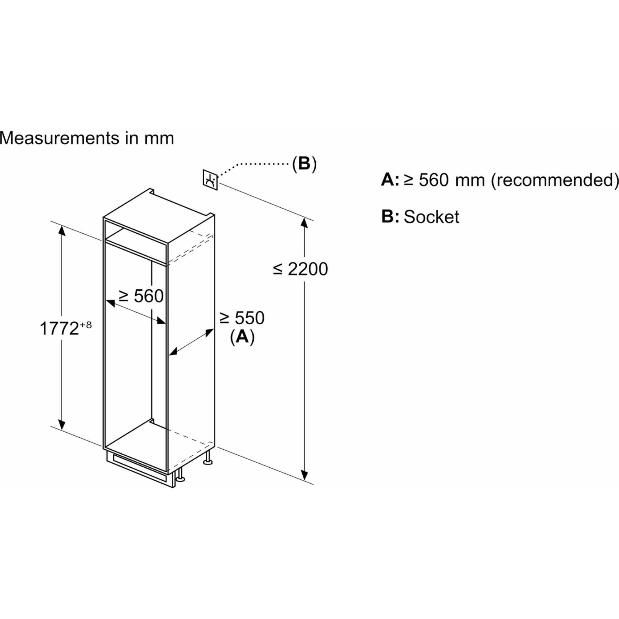 KIN86VSE0G Series 4 260l No Frost Integrated Fridge Freezer