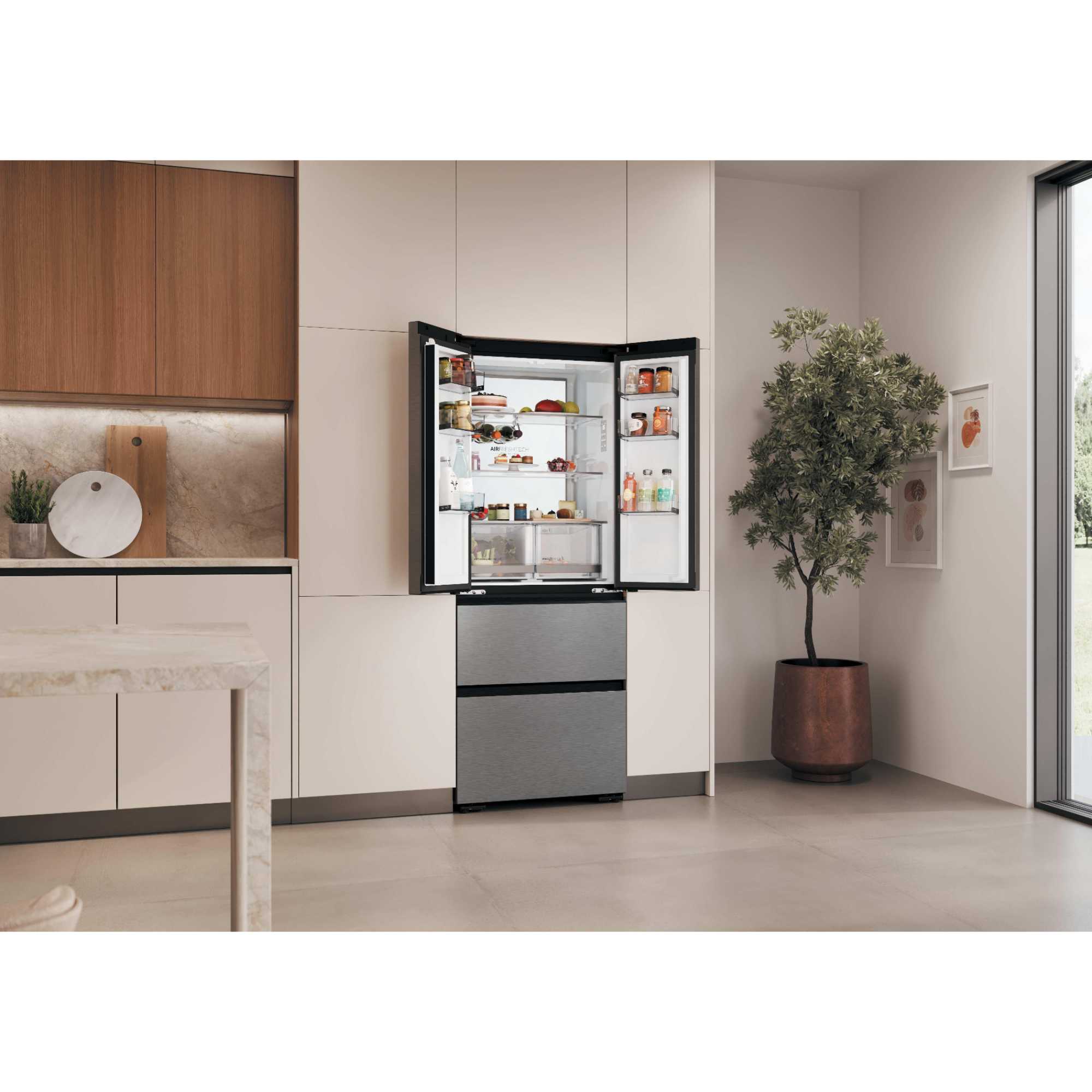 Space-Fit American Style Fridge Freezer 60/40 No Frost - Platinum Inox - HFKR5718DNMM