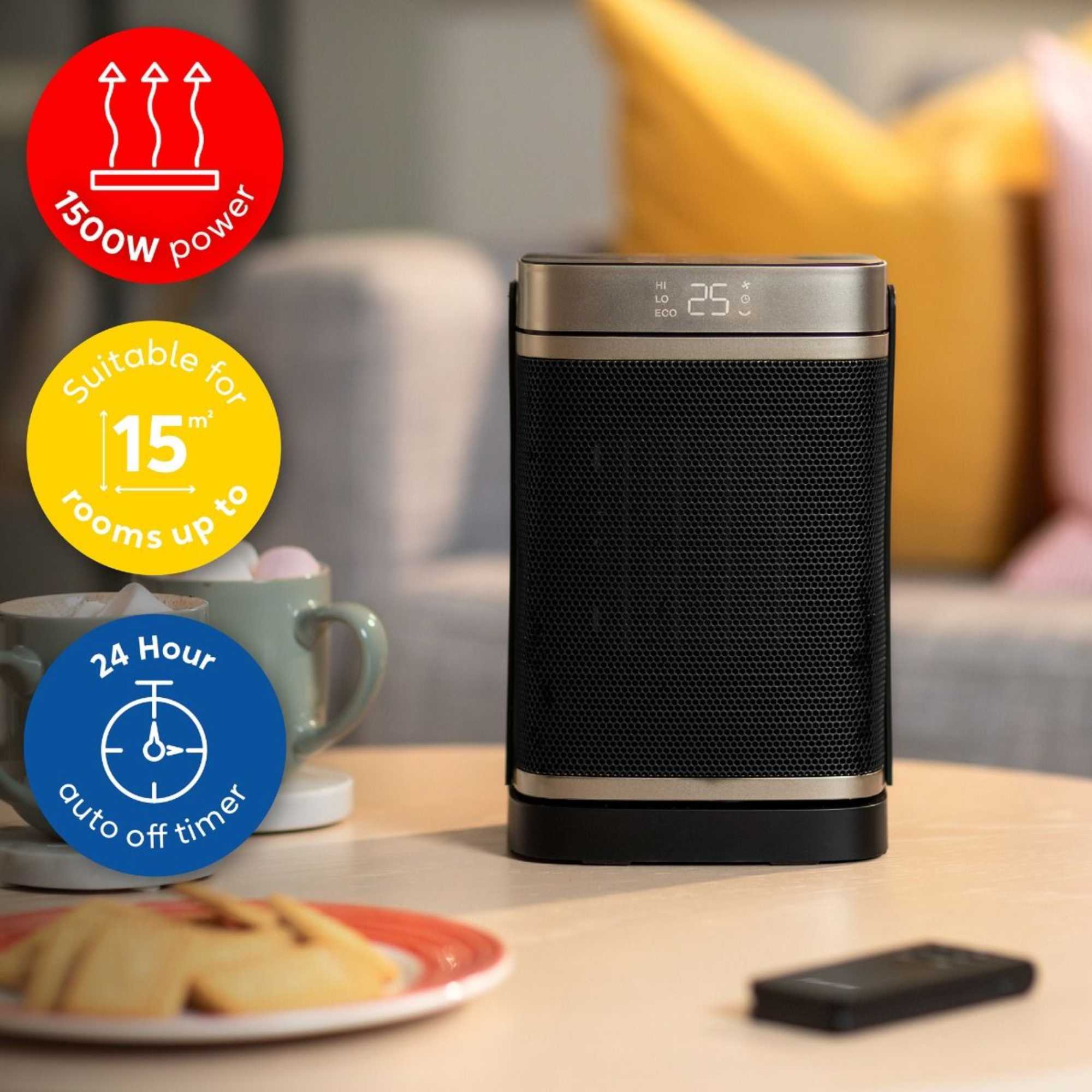 RHCH2001G Ceramic Fan Heater - Black & Gold