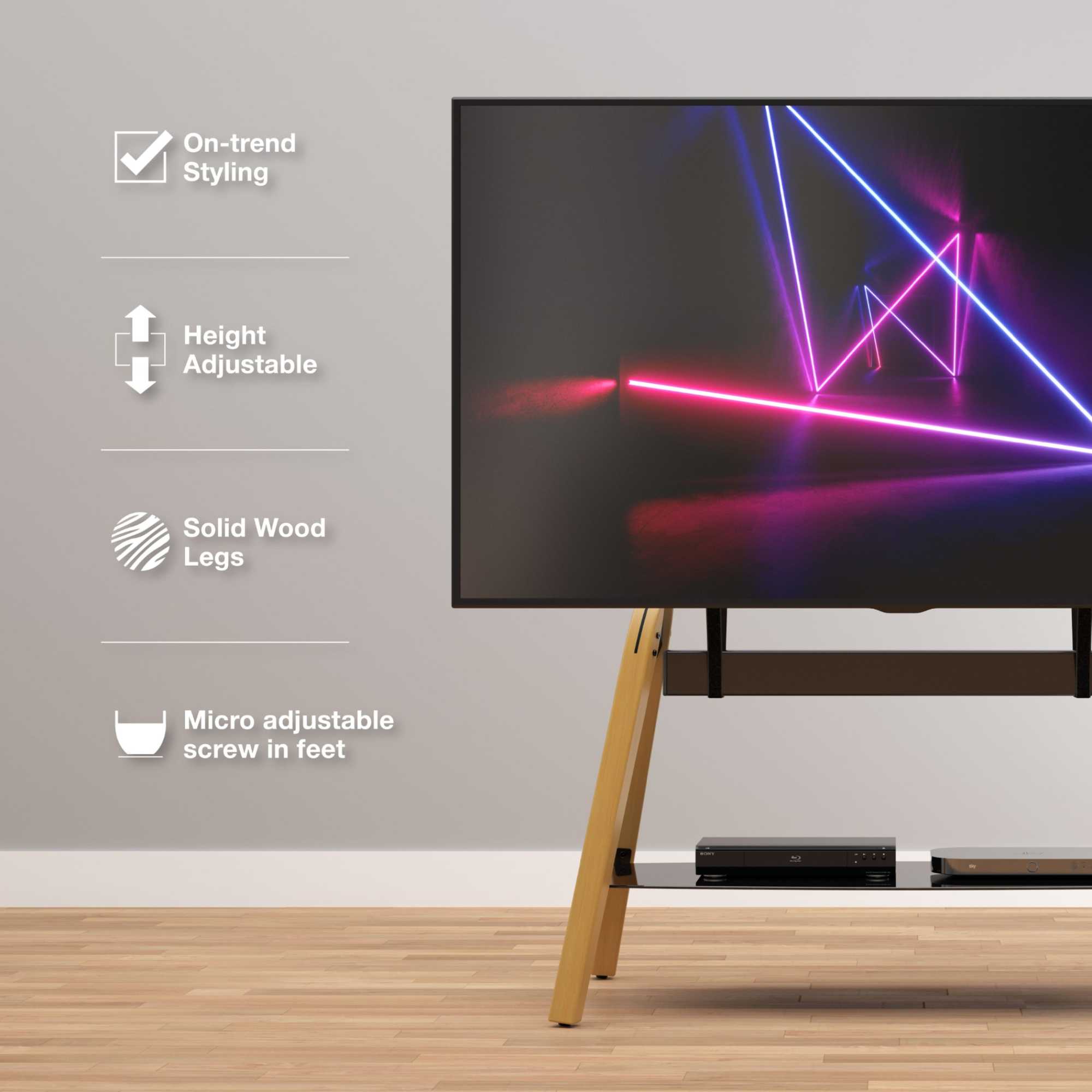 FSL1120HOQLWB-2 Hoxton Quad TV Stand - Light Wood