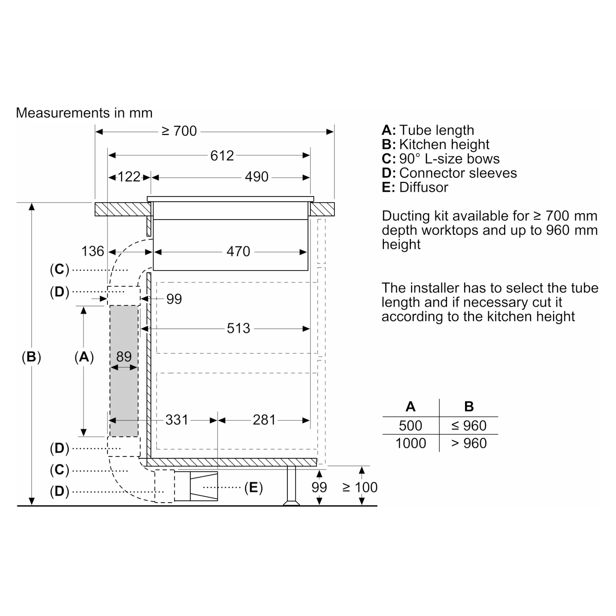 Bosch PVQ731F15E 4 Zone Induction Hob with Ventilation System Black