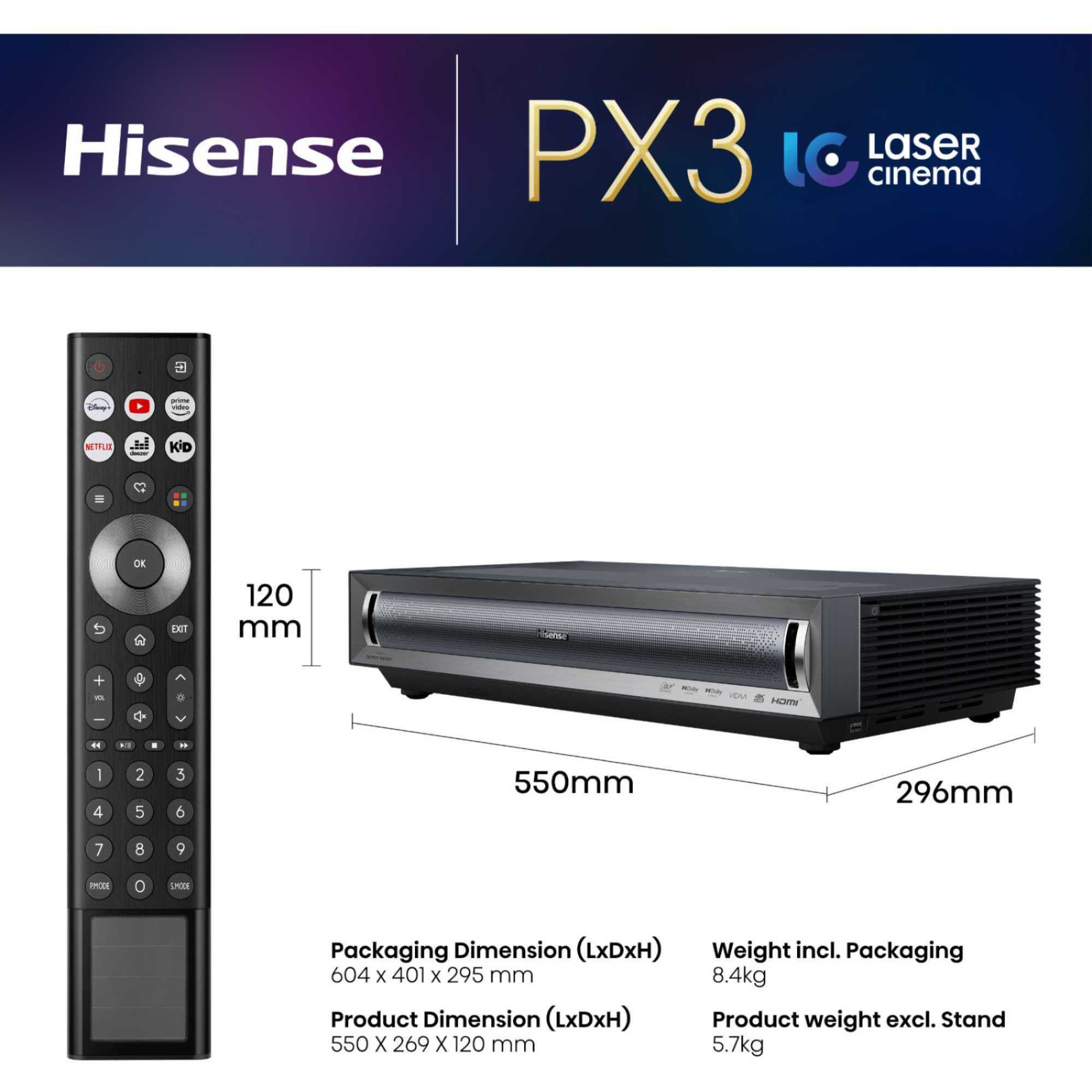 PX3TUK 4K Smart Laser Cinema Trichroma Laser Projector