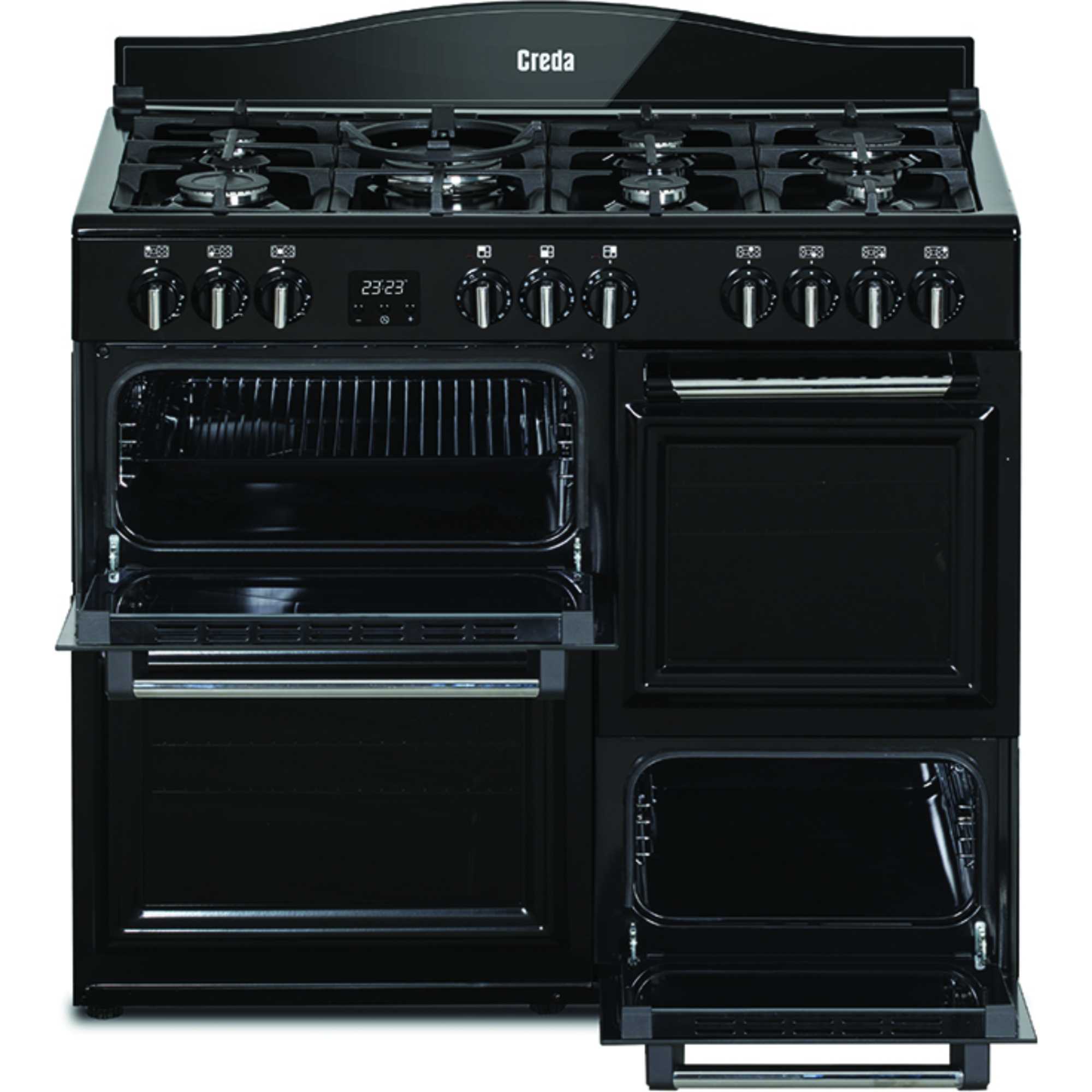 C100RCDFT 1000mm Dual Fuel Range Cooker with Wok Burner - Black