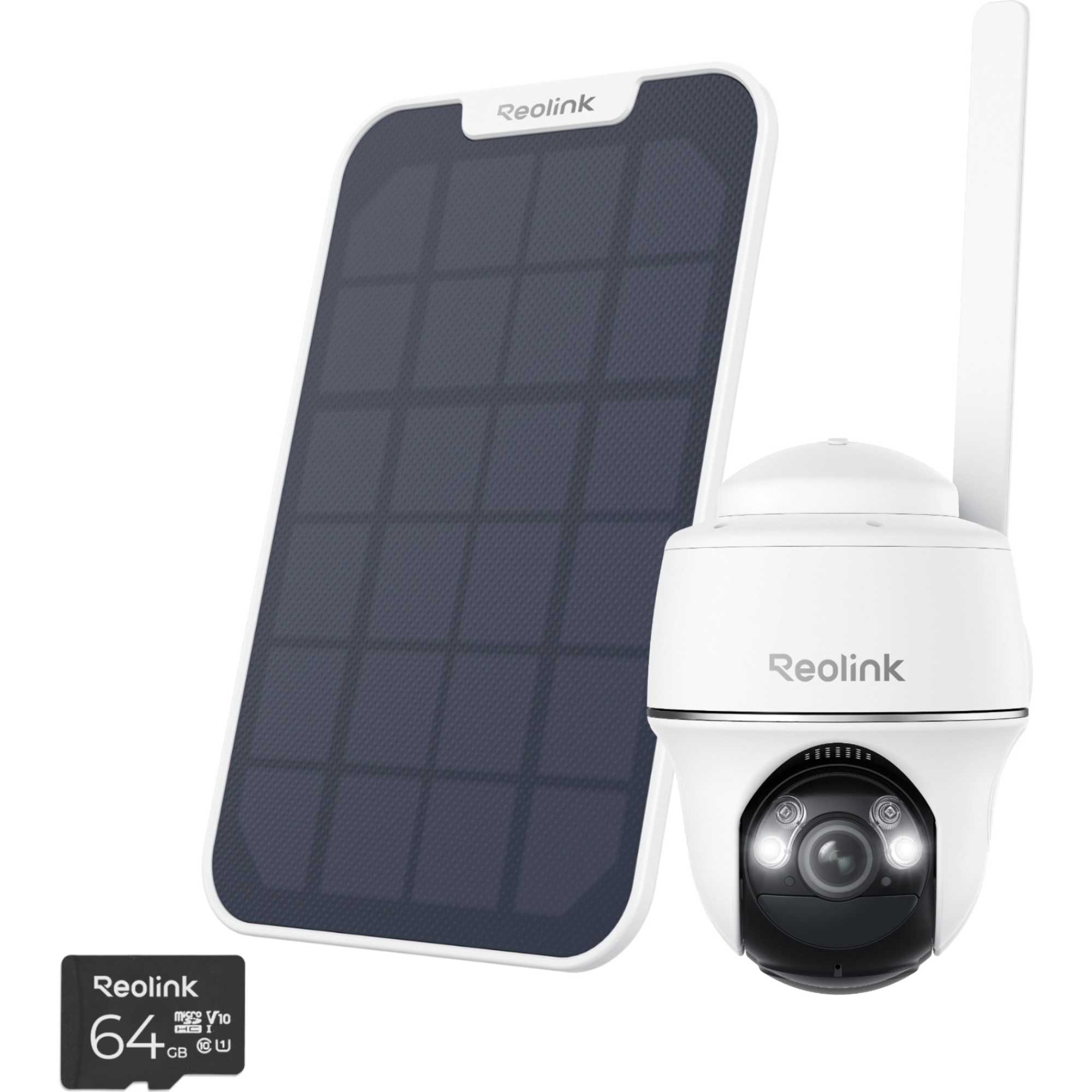 Go Series 2K PT Battery 4G LTE Outdoor Security Camera with Solar Panel + 64GB