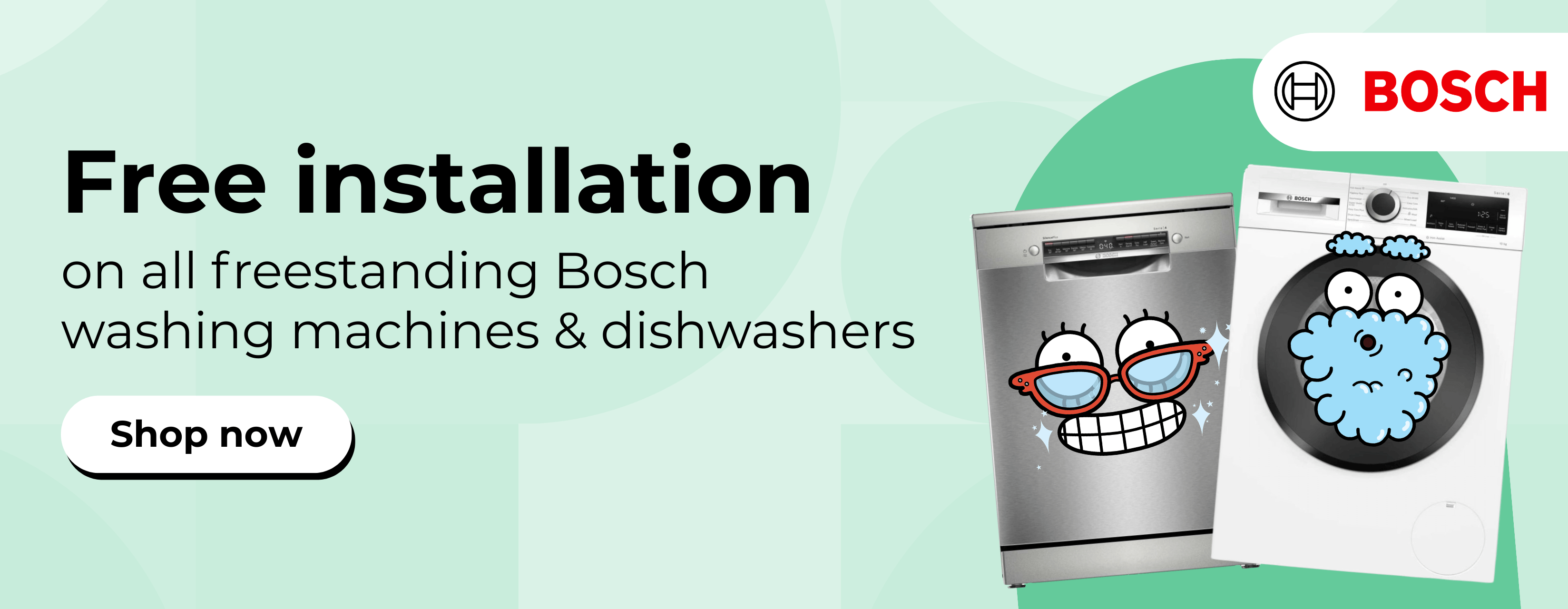 Free installation on all freestanding Bosch washing machines and dishwashers