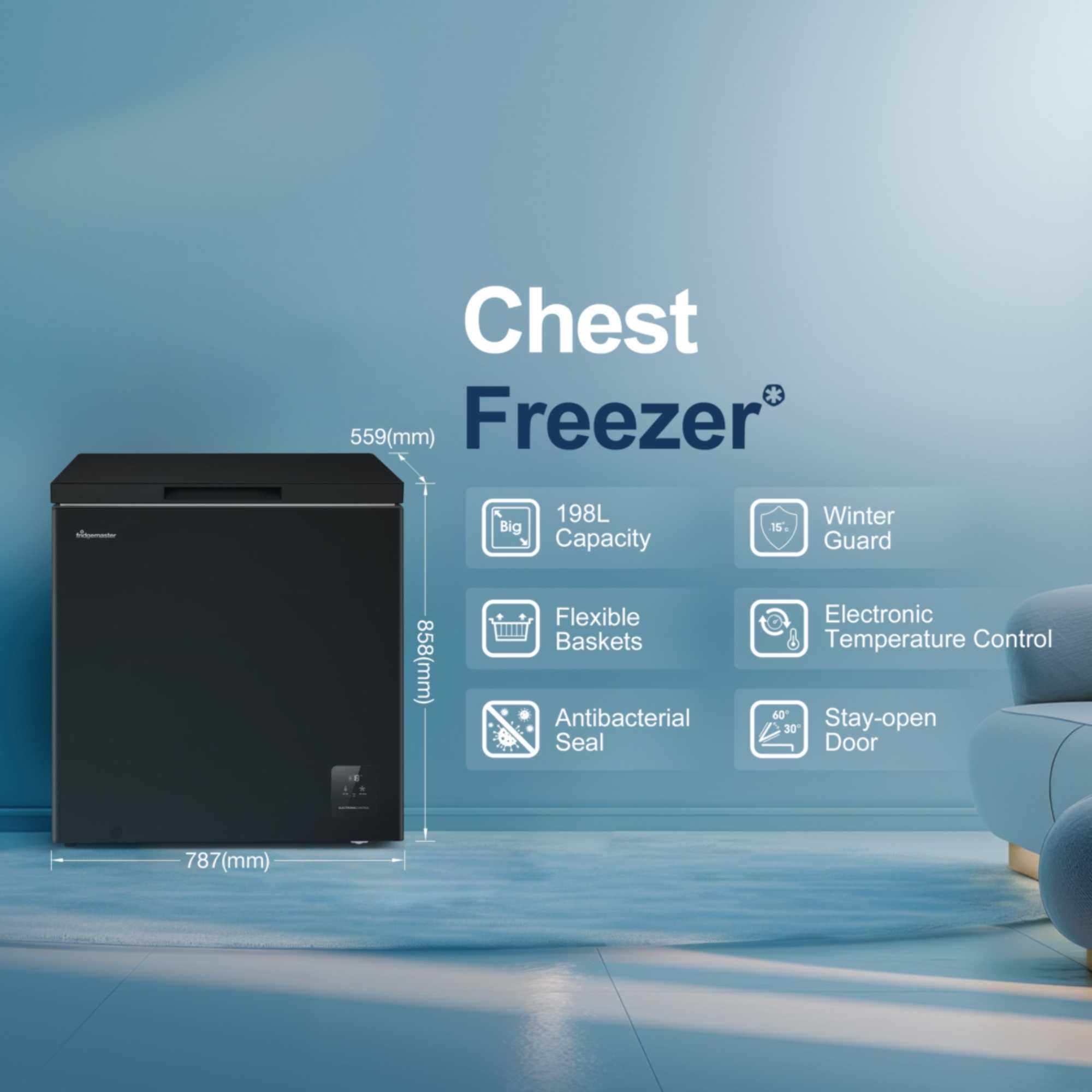 MCF200EB 198L Chest Freezer - Black