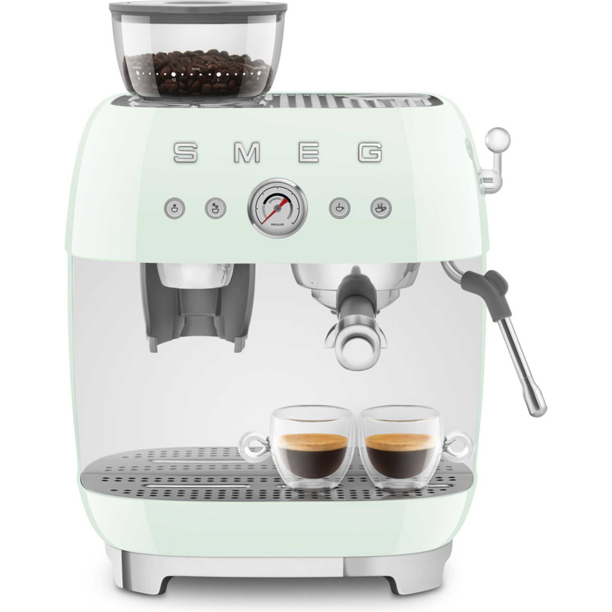 EGF03PGUK 50's Style Espresso Coffee Machine with Grinder - Pastel Green