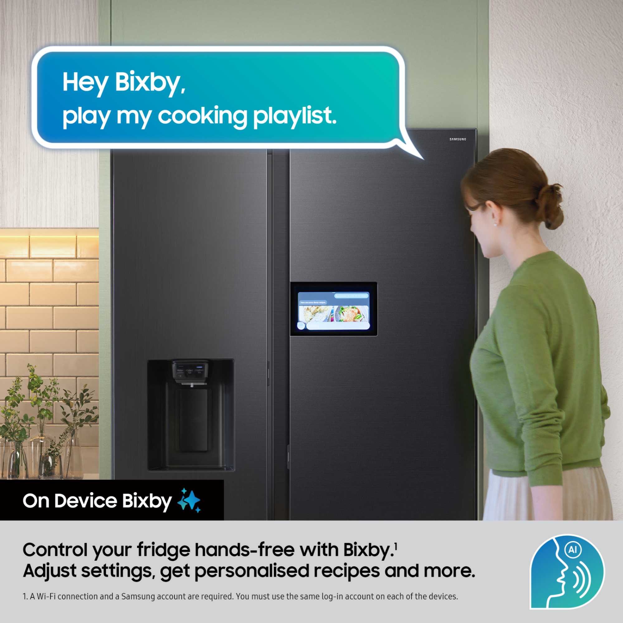 Series 9 RS90F64EEFEU AI Home 621L Smart American Fridge Freezer - Black