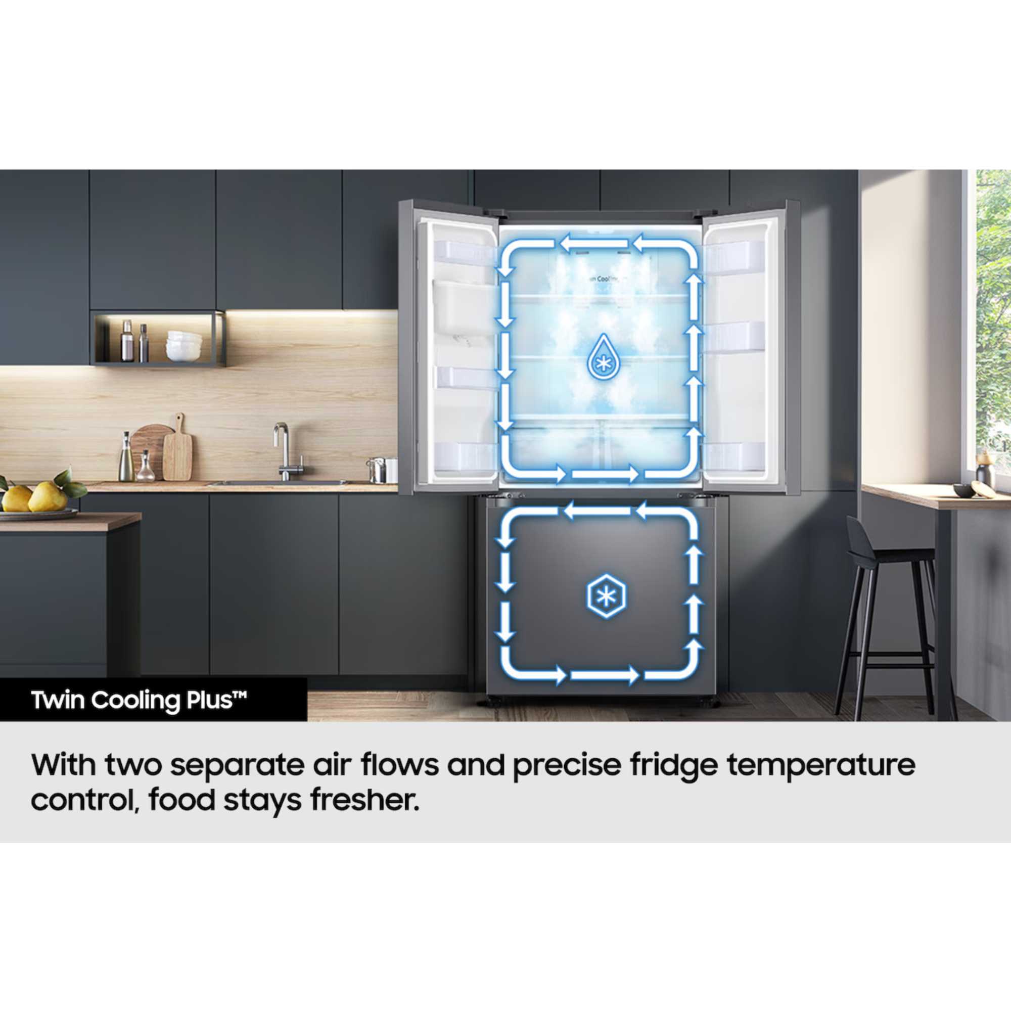 RF24BB620ES9EU Bespoke AI American Style 674l No Frost Smart Fridge Freezer - Silver