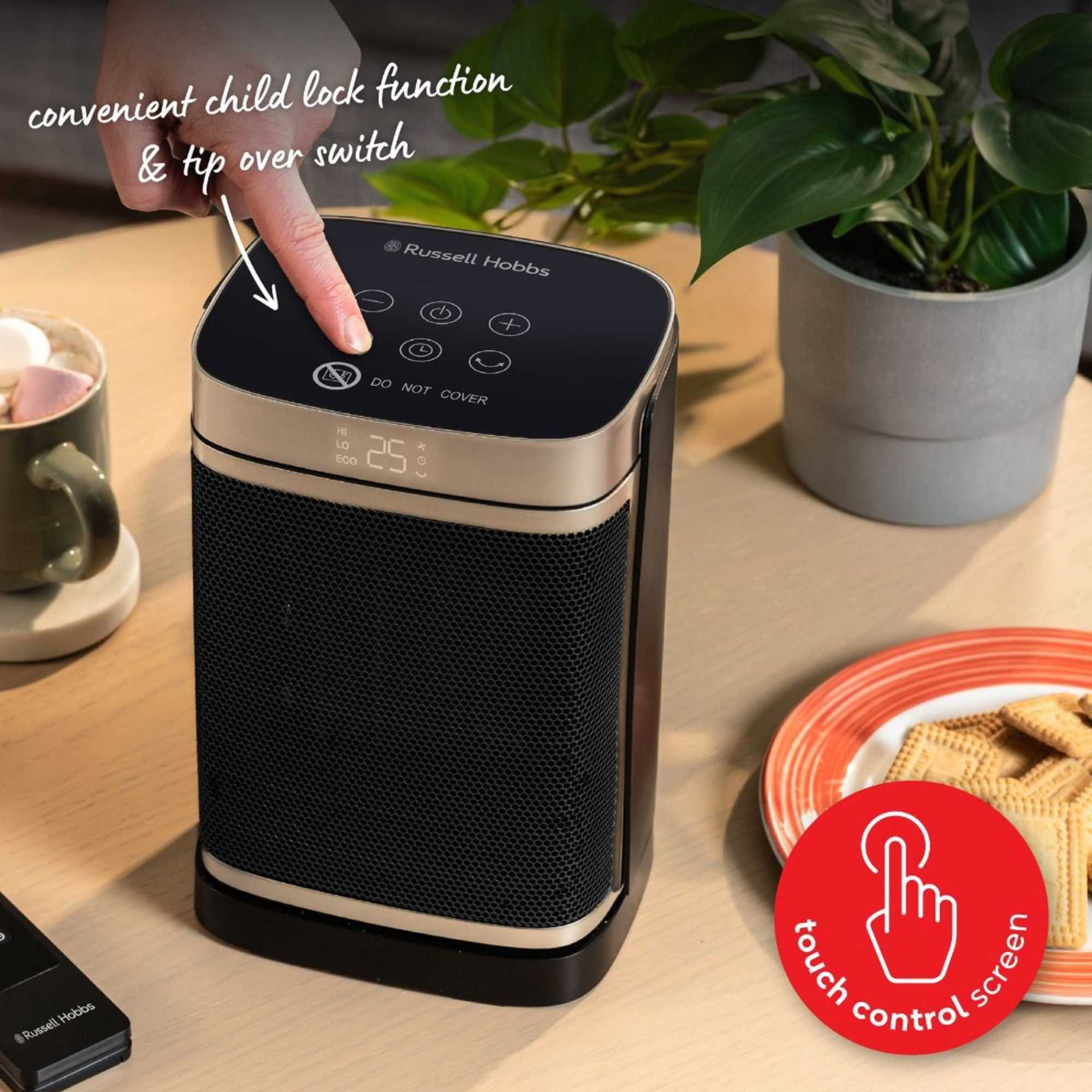 RHCH2001G Ceramic Fan Heater - Black & Gold