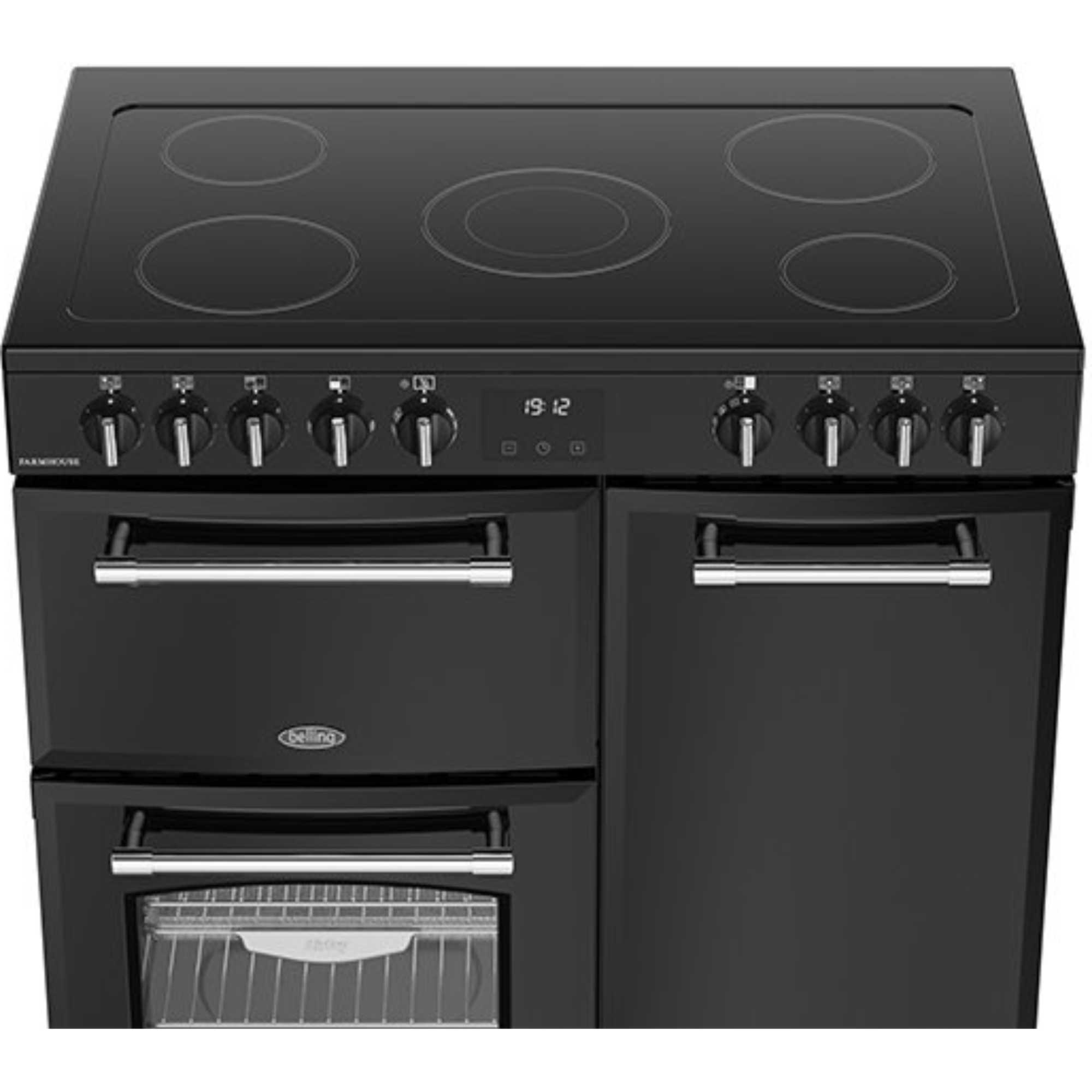 444411817 Farmhouse 90E Electric Ceramic Range Cooker - Black