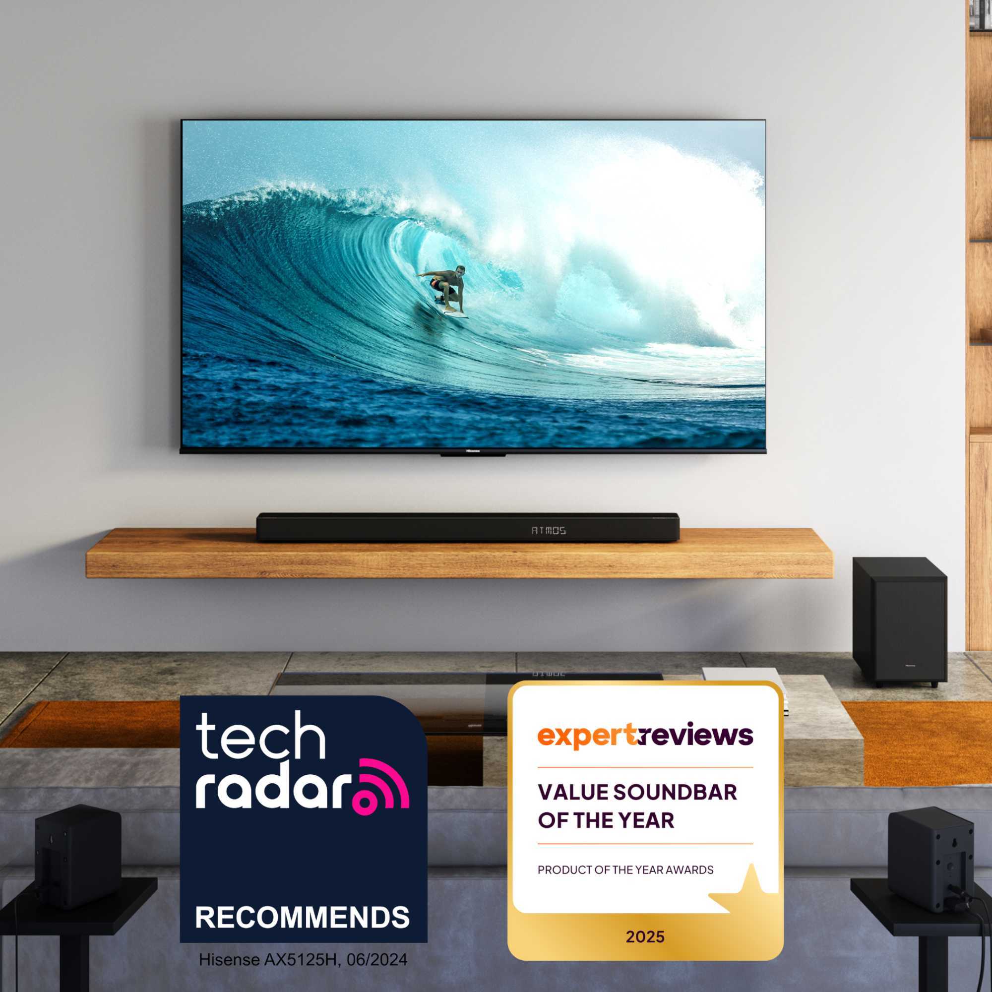 AX5125H 5.1.2 Channel Cinematic Soundbar with Wireless Subwoofer