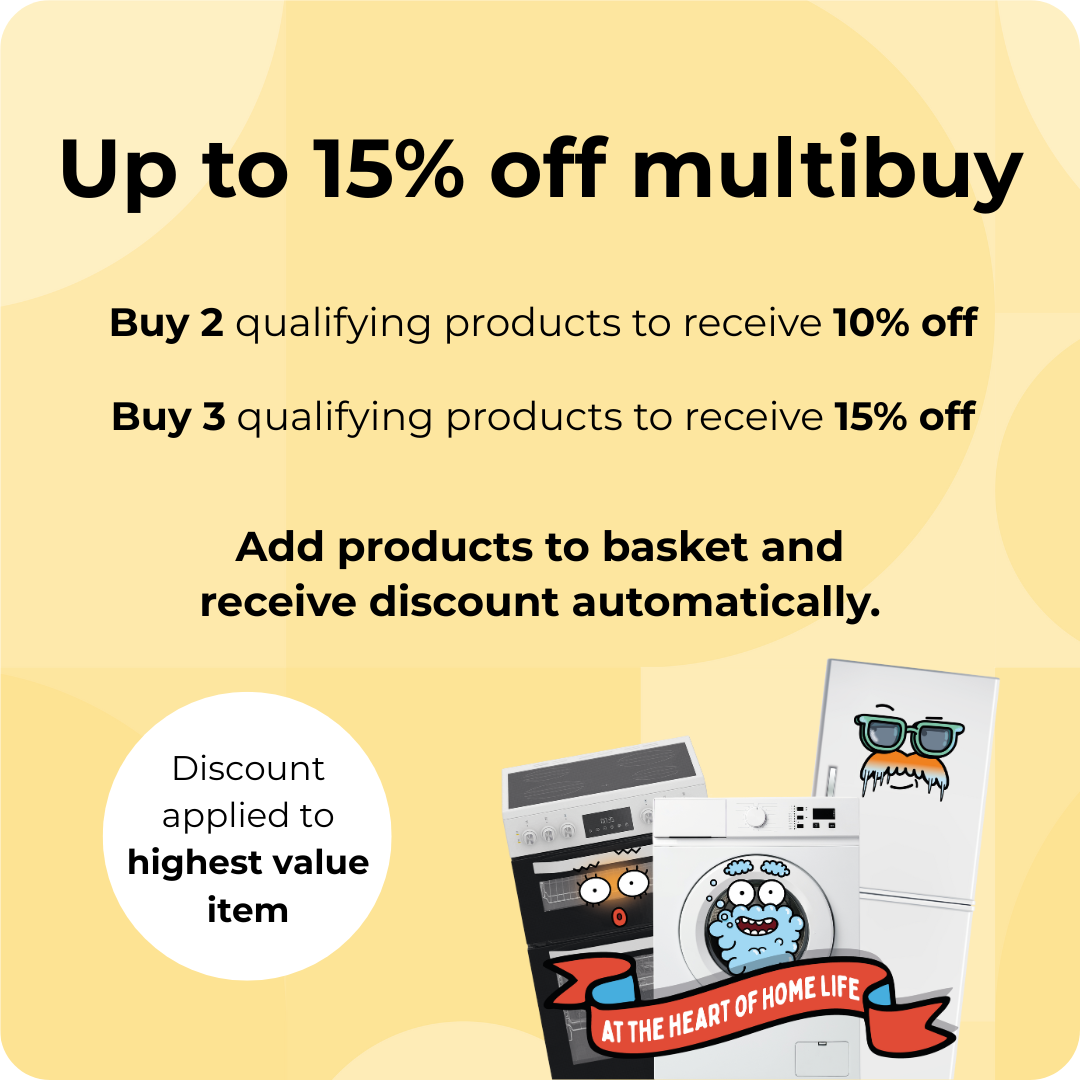 Multibuy offer: buy 2 qualifying products to receive 10% off or buy 3 to receive 15% off. Discount applied automatically to the highest value item.