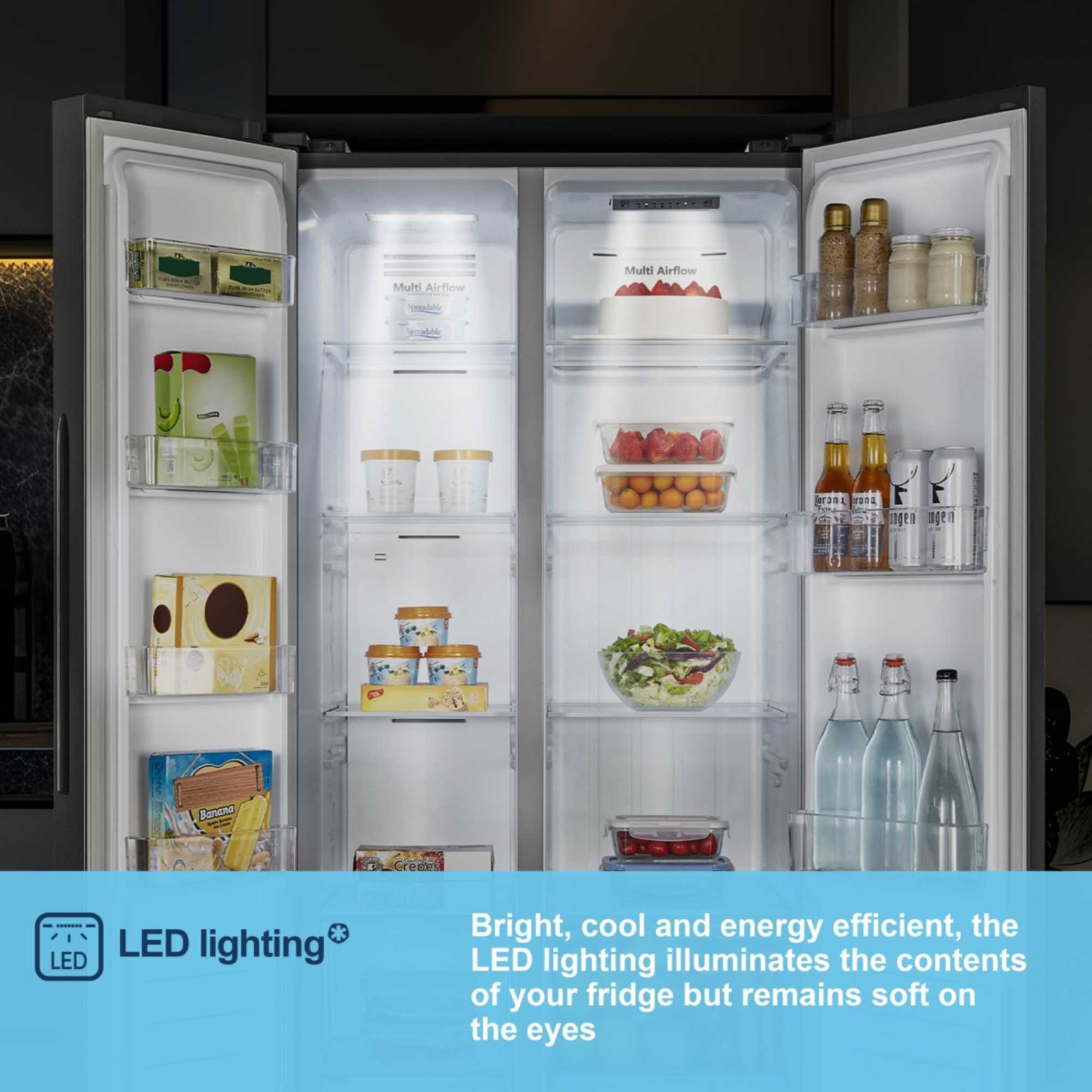 MS83430EB 441l Side By Side American Style Fridge Freezer - Black