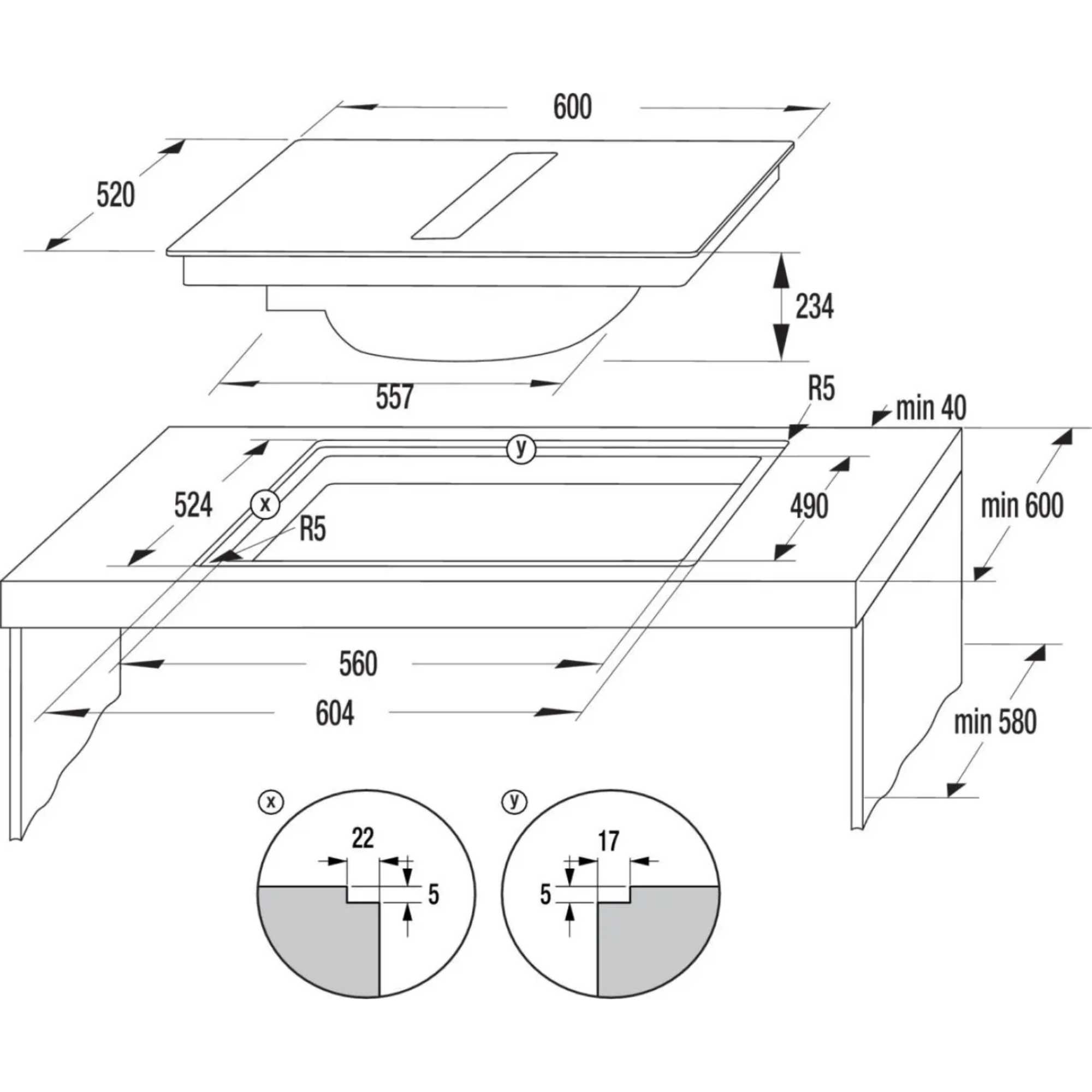 Hi6 HEH6432BSCWF 4 Burner 60cm Electric Induction Hob