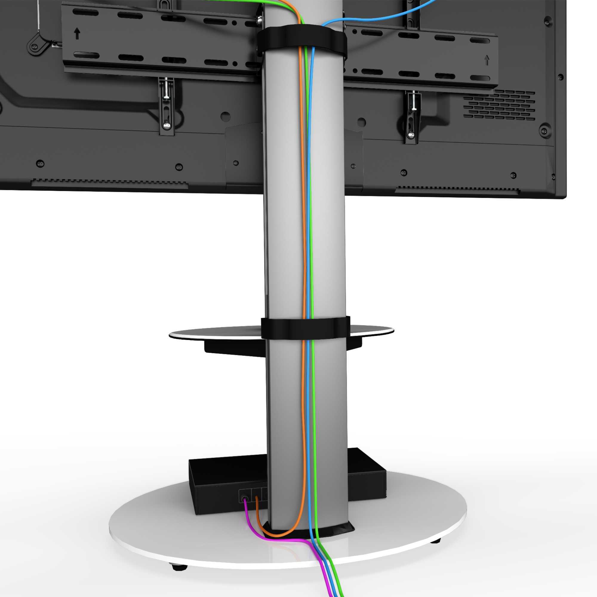 FSL600ENSW Eno 60cm Pedestal TV Stand with Shelf - Glass