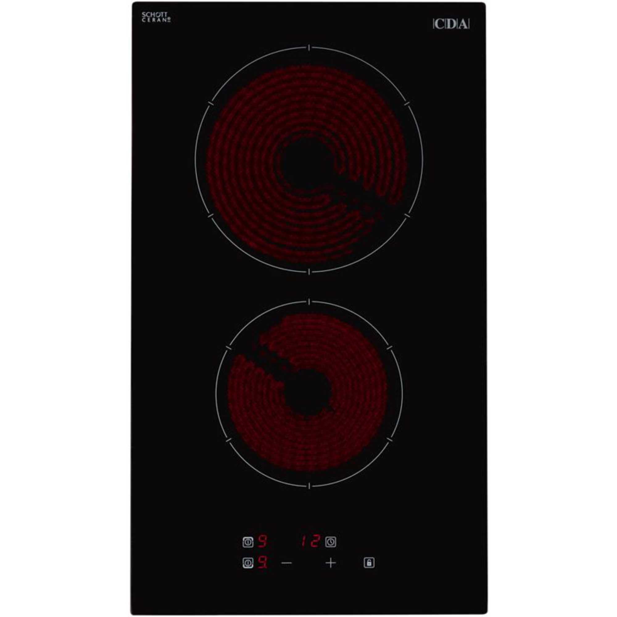 HC3621FR Domino 9 Power Levels Two Zone Ceramic Hob - Black