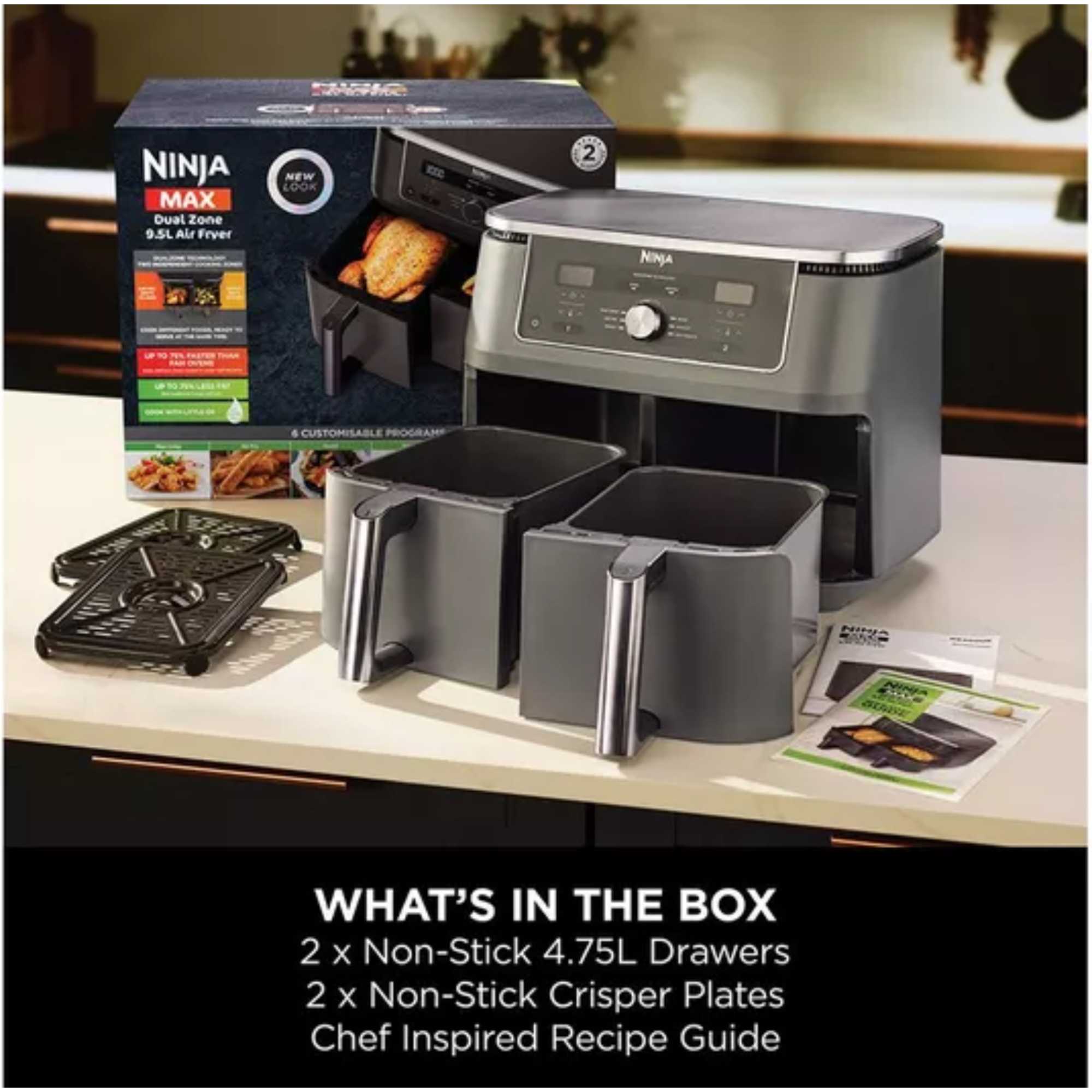 DZ400UK Max 6-in-1 DUal Zone Air Fryer 9.5L - Black