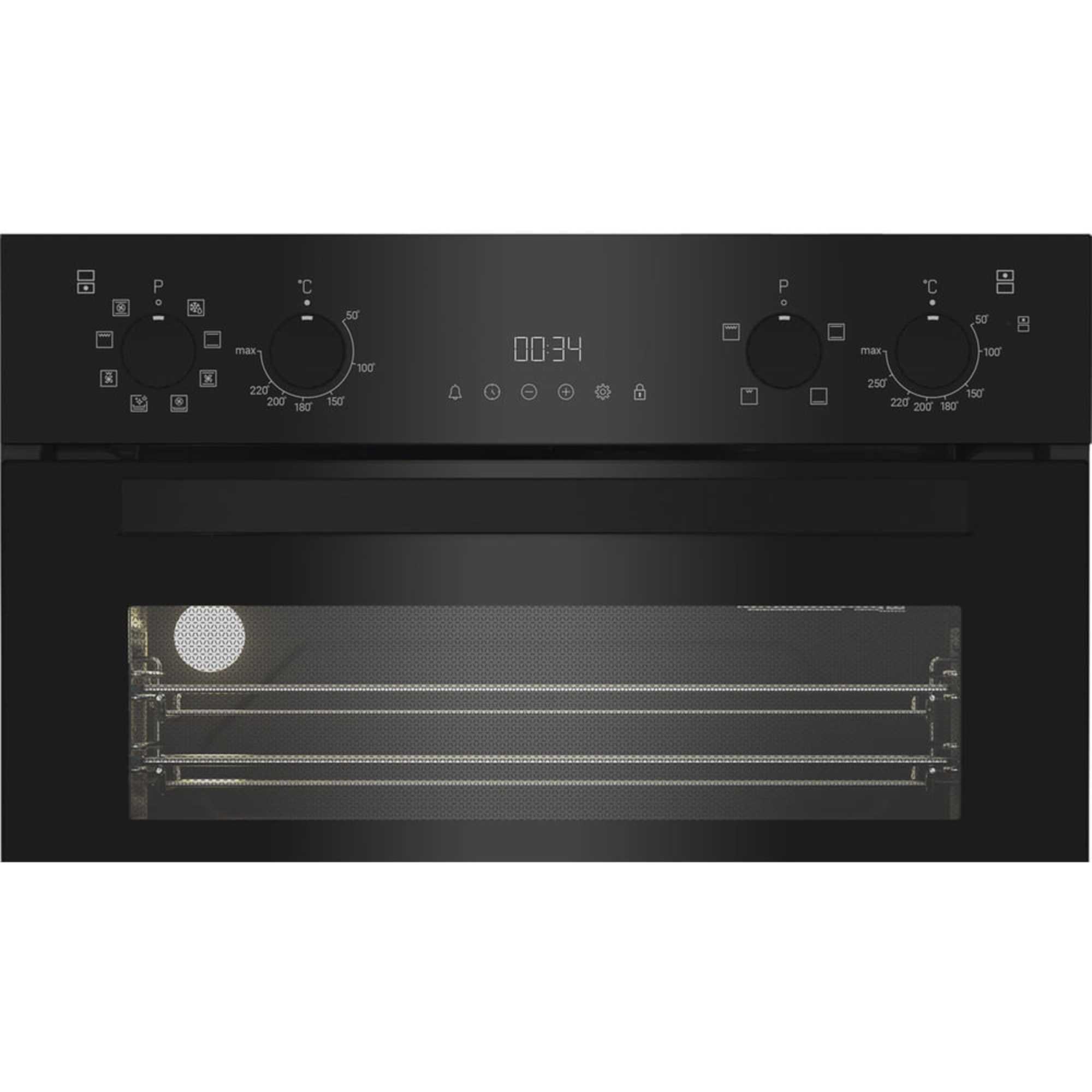 DIH 82G1A B 89cm Built-In Double Fan Oven - Black