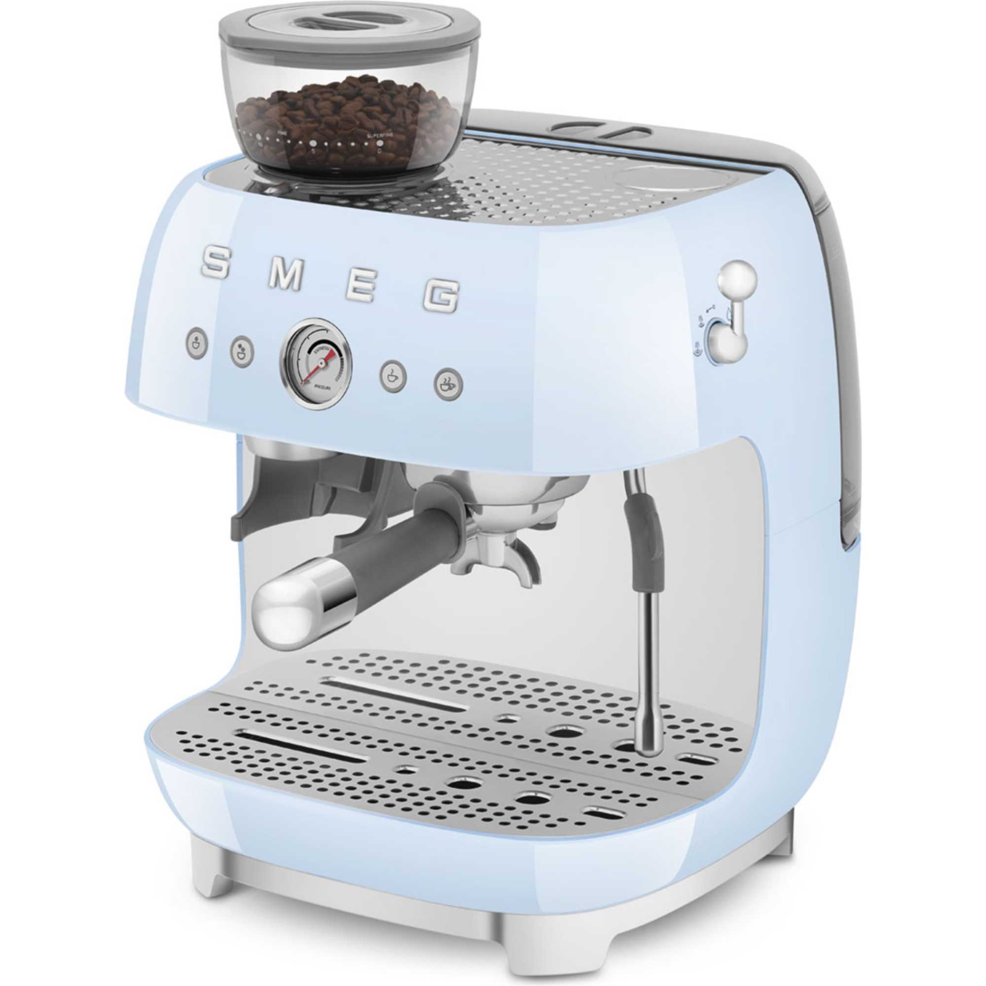 EGF03PBUK 50's Style Espresso Coffee Machine with Grinder - Pastel Blue