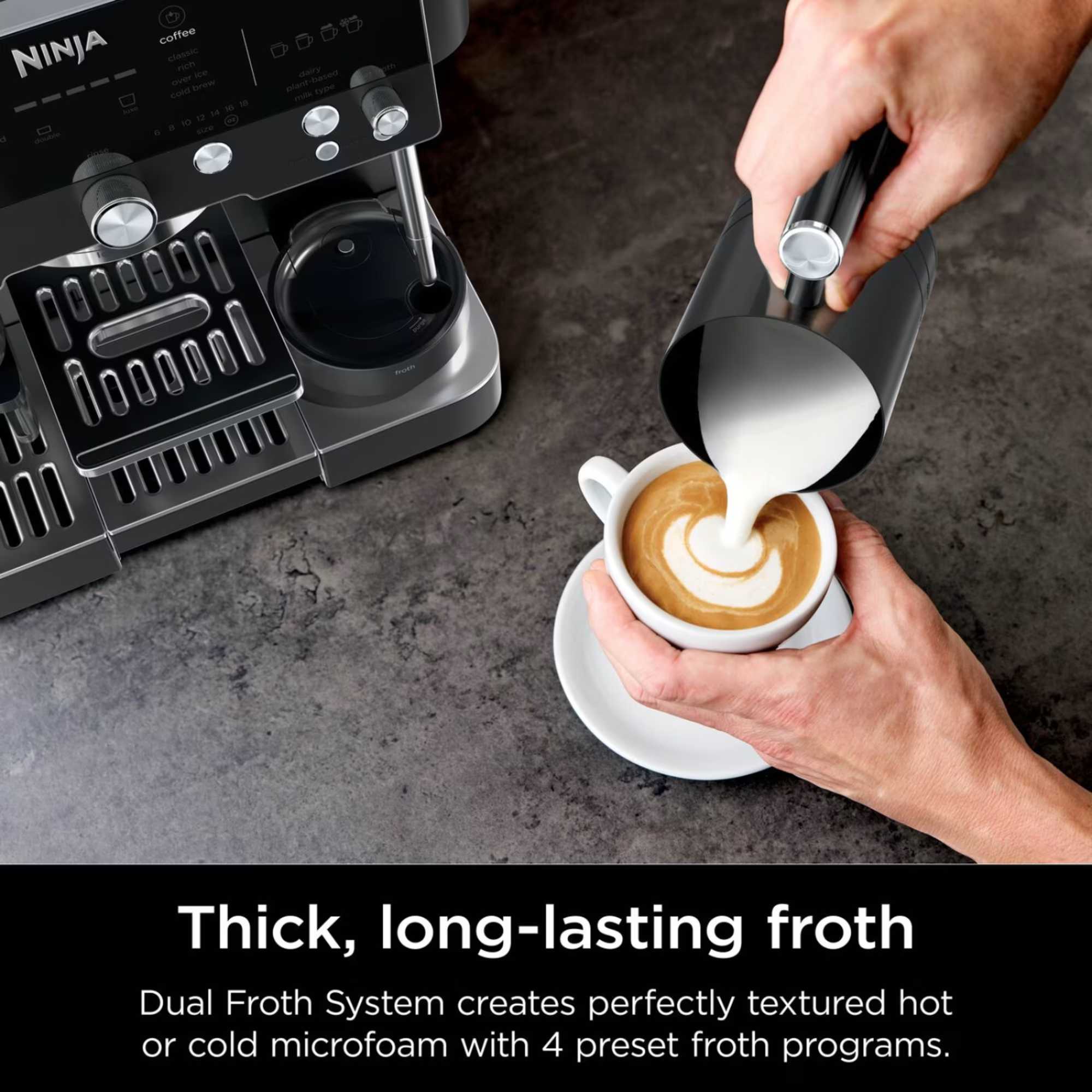 ES601UKBK Luxe Cafe Premier 15+ Preset Dual Froth Espresso Machine - Black