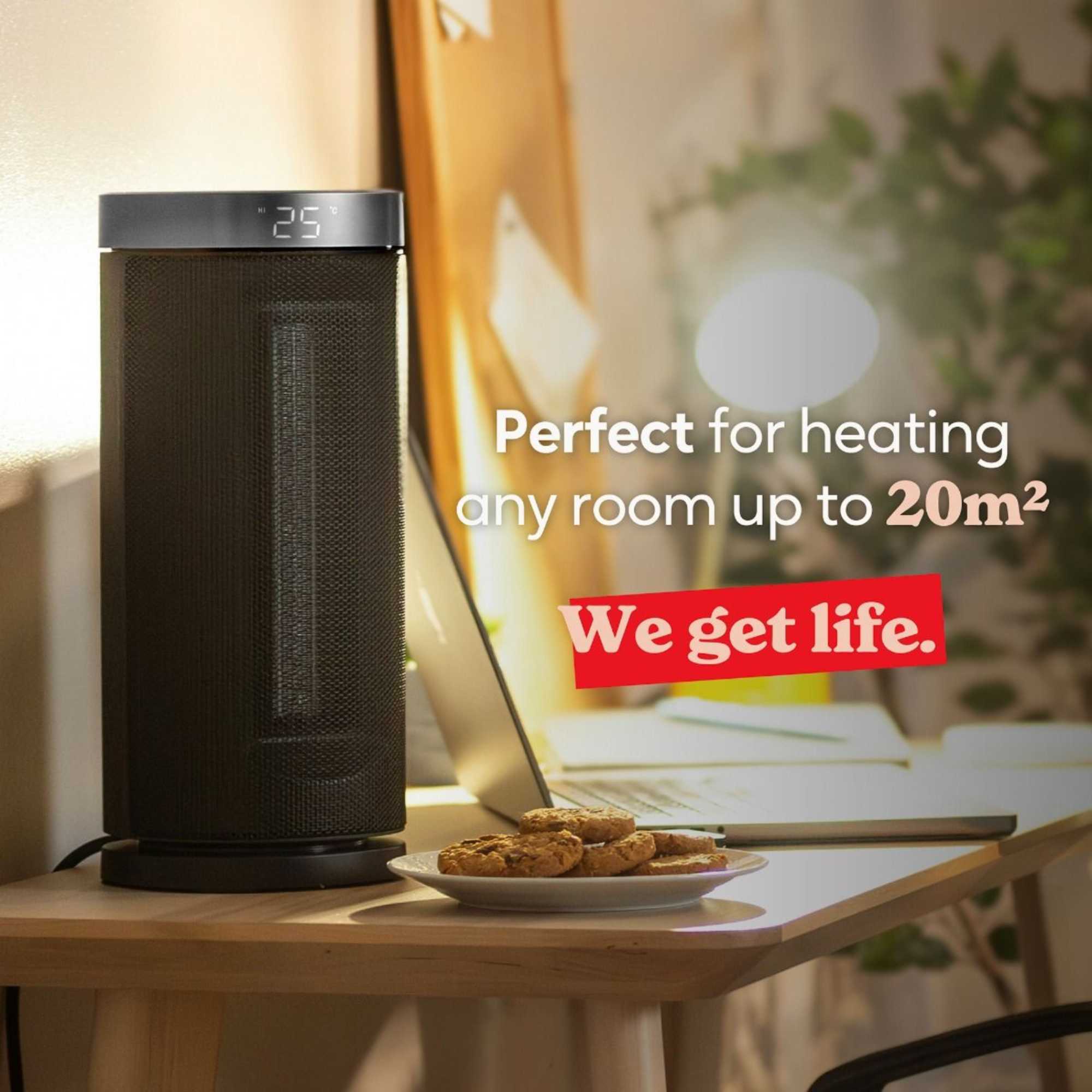 RHCTH2001S Portable Ceramic Fan Heater Black & Silver