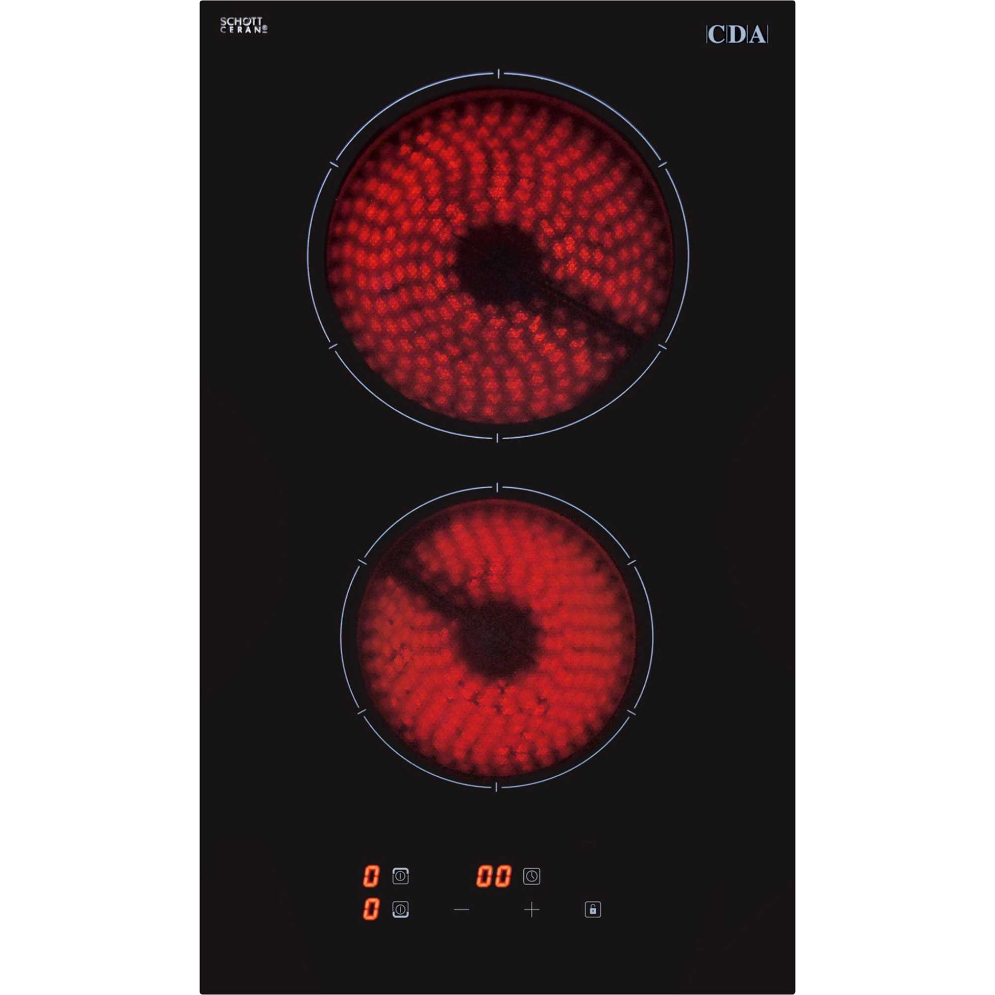 HC3621FR Domino 9 Power Levels Two Zone Ceramic Hob - Black