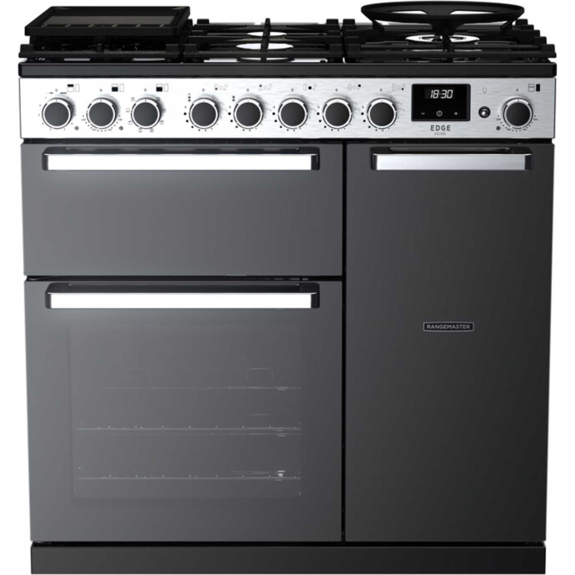 EDDL90DFGBLK/CM1 Edge Deluxe 90 Dual Fuel Range Cooker - Black with Chrome Trim