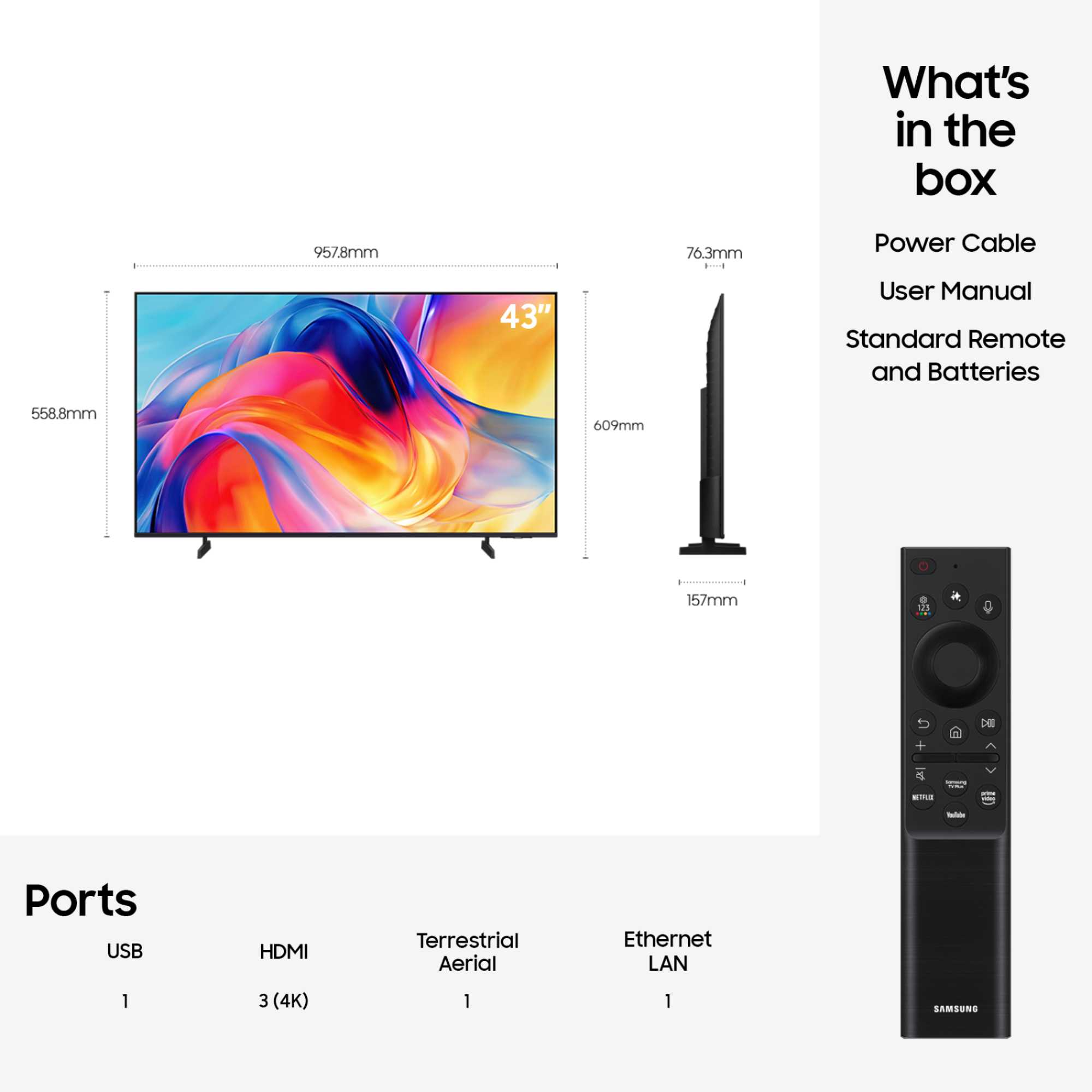 M70H 43" 4K Ultra HD Mini LED HDR Vision AI Smart TV - UE43M70H