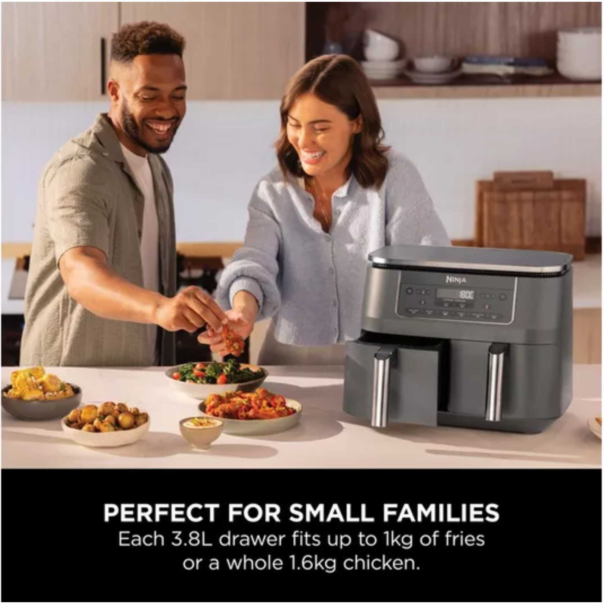 DZ300UK 6-in-1 Dual Zone 7.6L Air Fryer - Gun Metal Grey