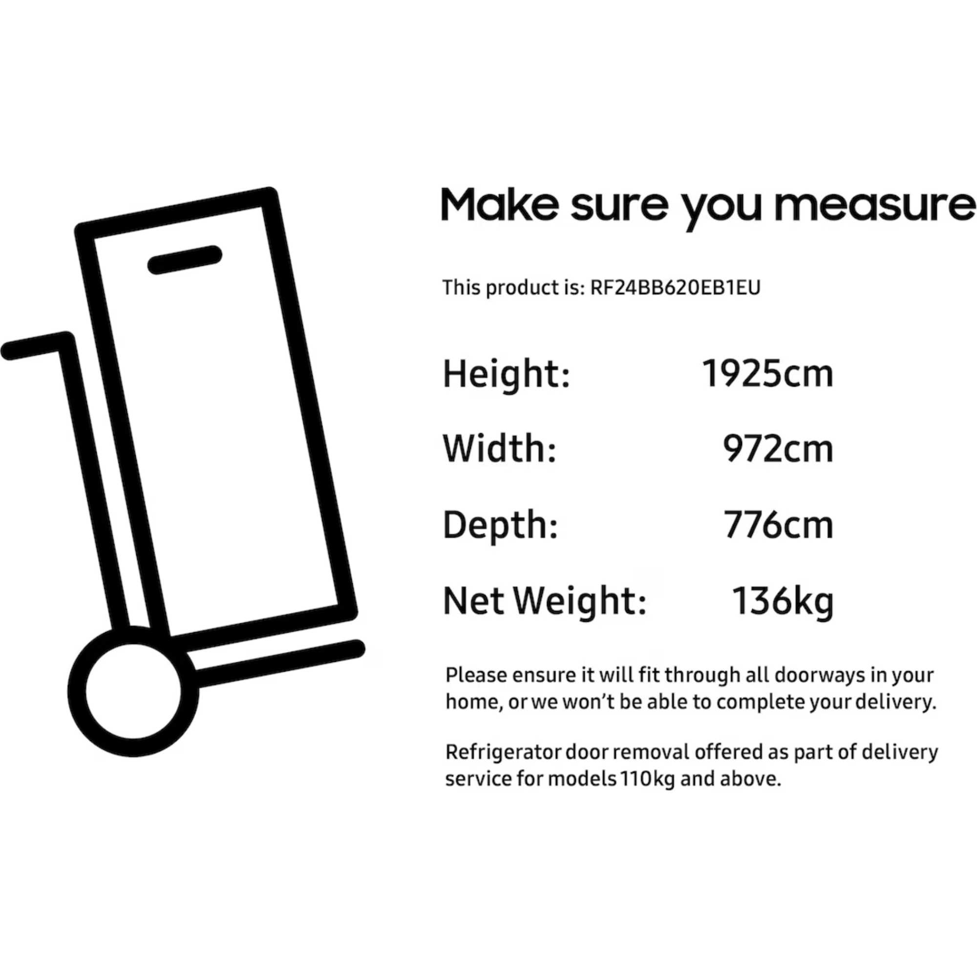 RF24BB620EB1EU Bespoke AI American Style 674l No Frost Smart Fridge Freezer - Black