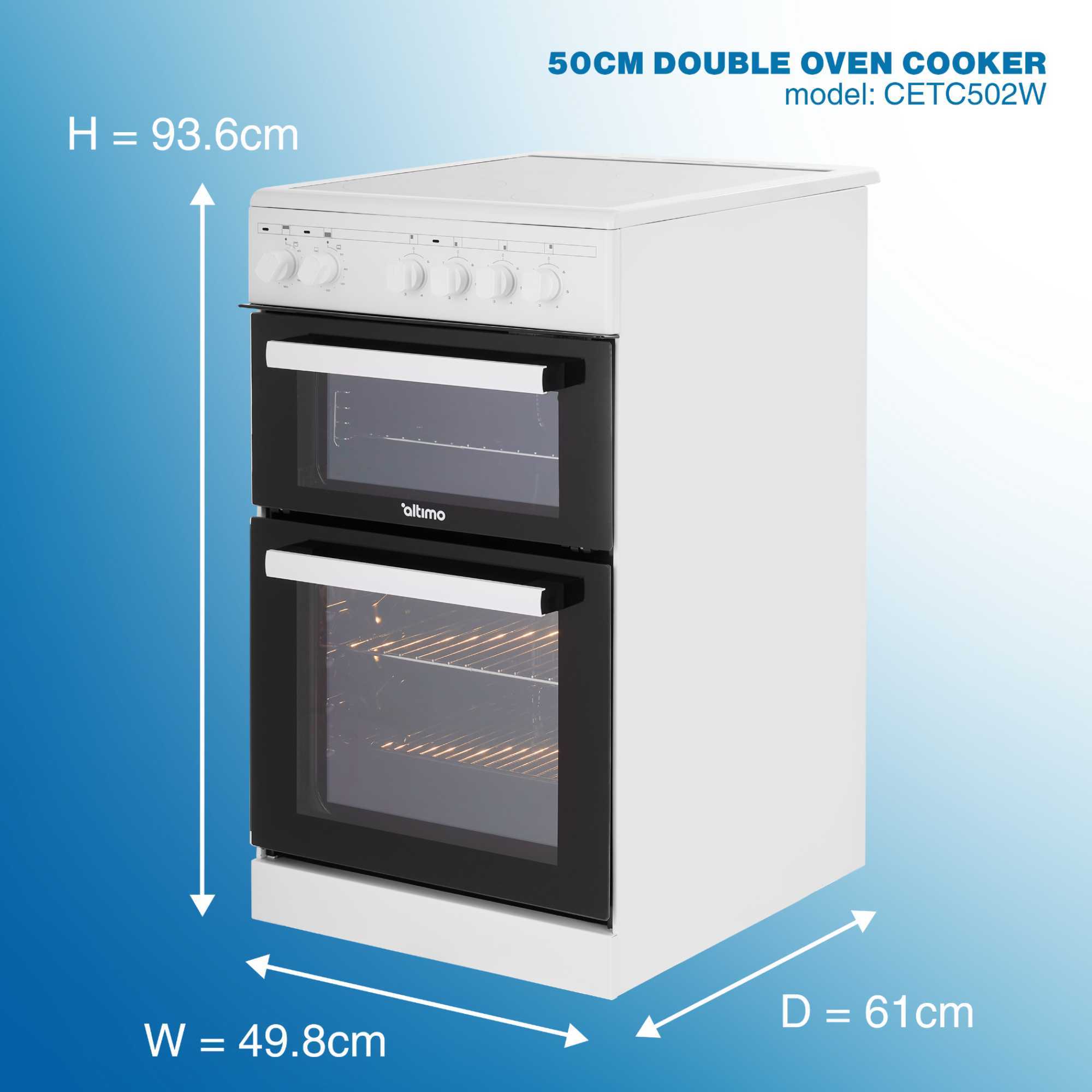 CETC502W 500mm Twin Cavity Freestanding Cooker