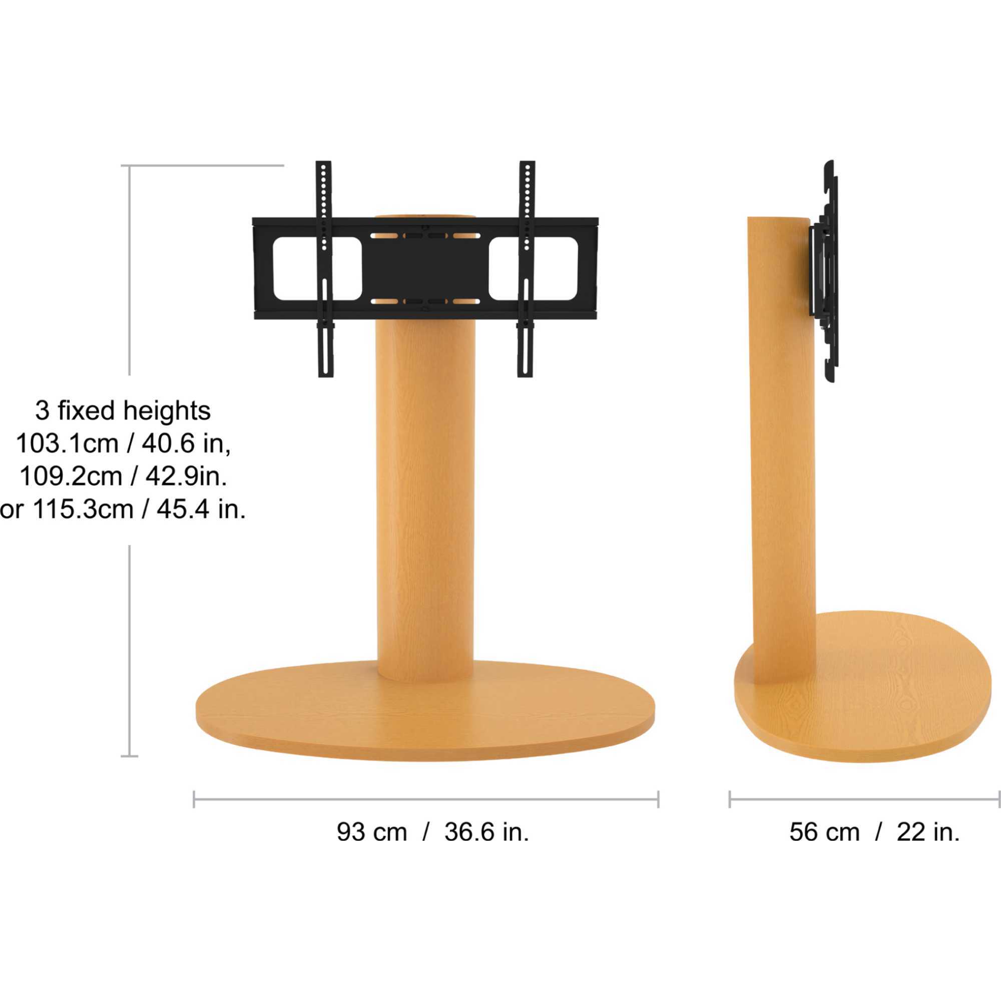 FL930CHEO Affinity Chepstow One Oval Pedestal TV Stand for 32-65" TVs - Oak