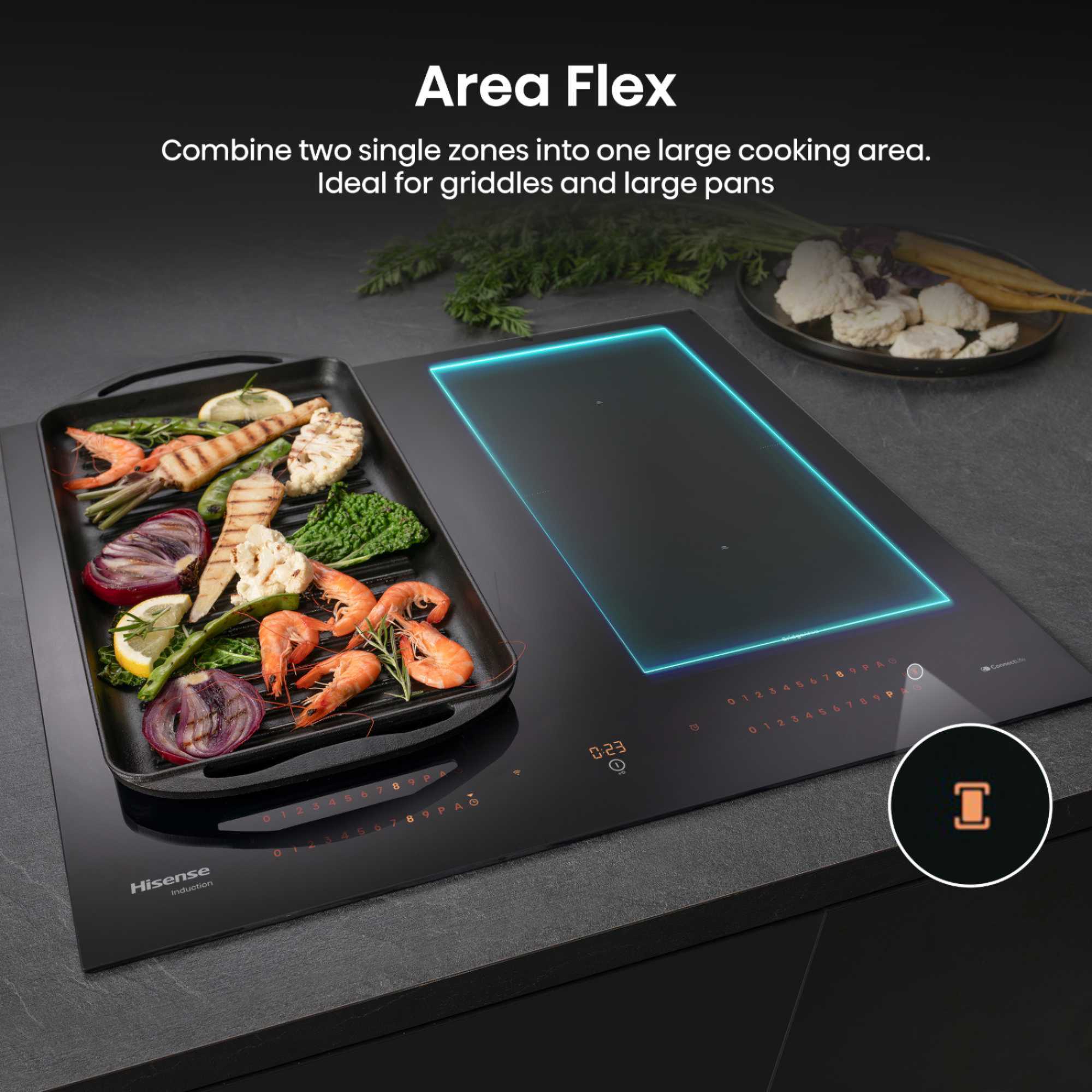 HI6443BSCWF Hi8 60cm 4 Zone Induction Hob - Black