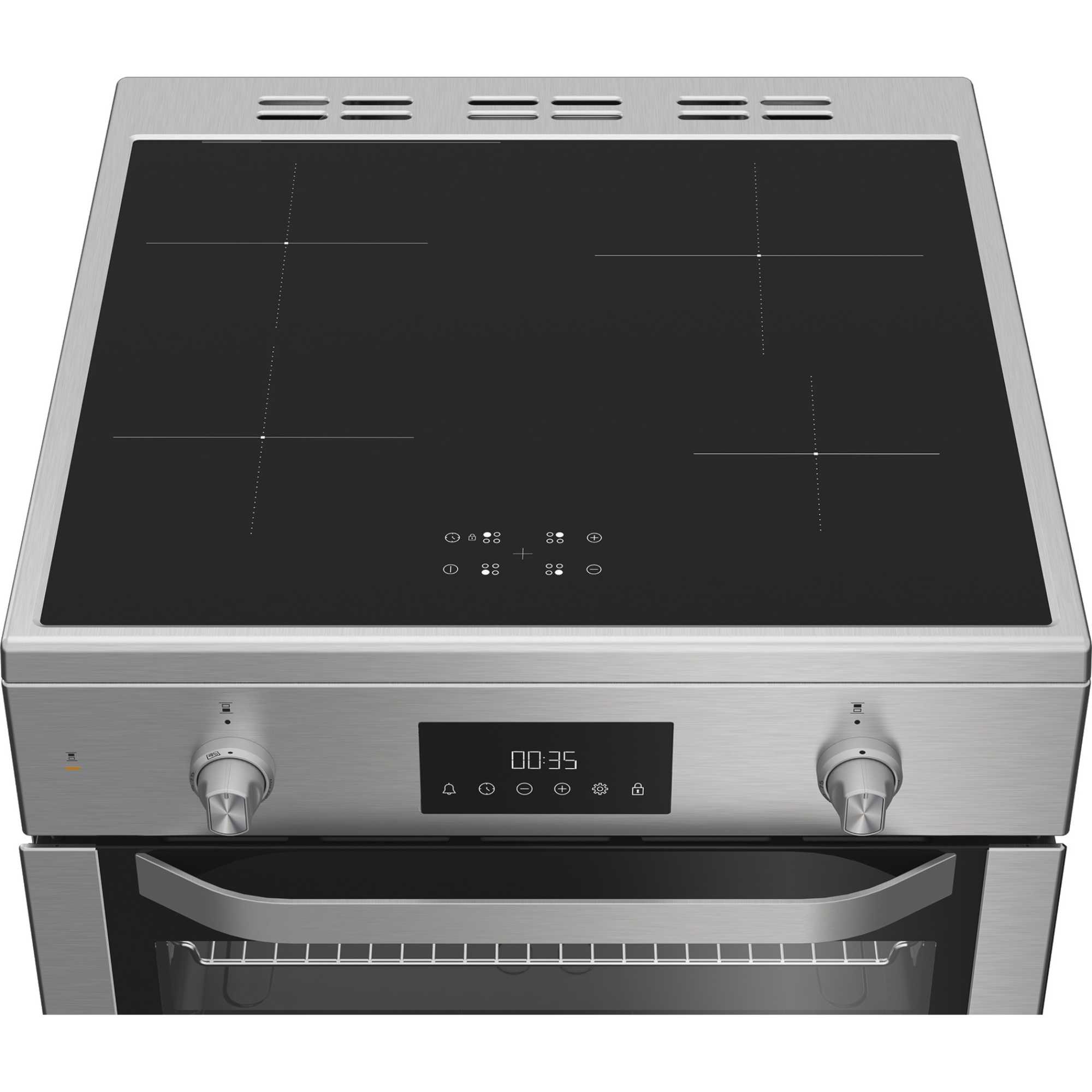 HDE6IDC2X Double Oven Electric Cooker with 4 Zone Induction Hob - Stainless Steel
