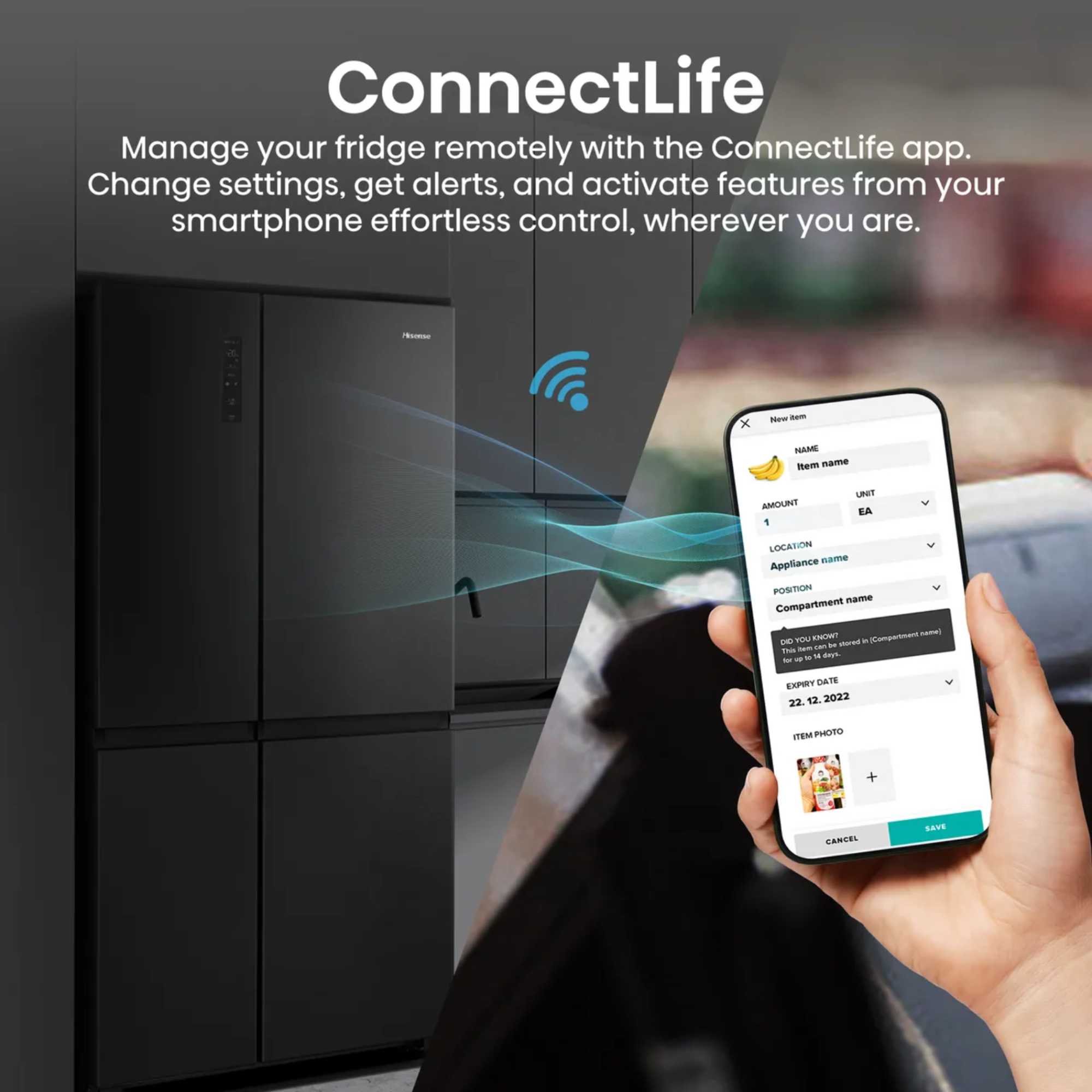 PureFlat RS5P668SSFC American Fridge Freezer No Frost - Black