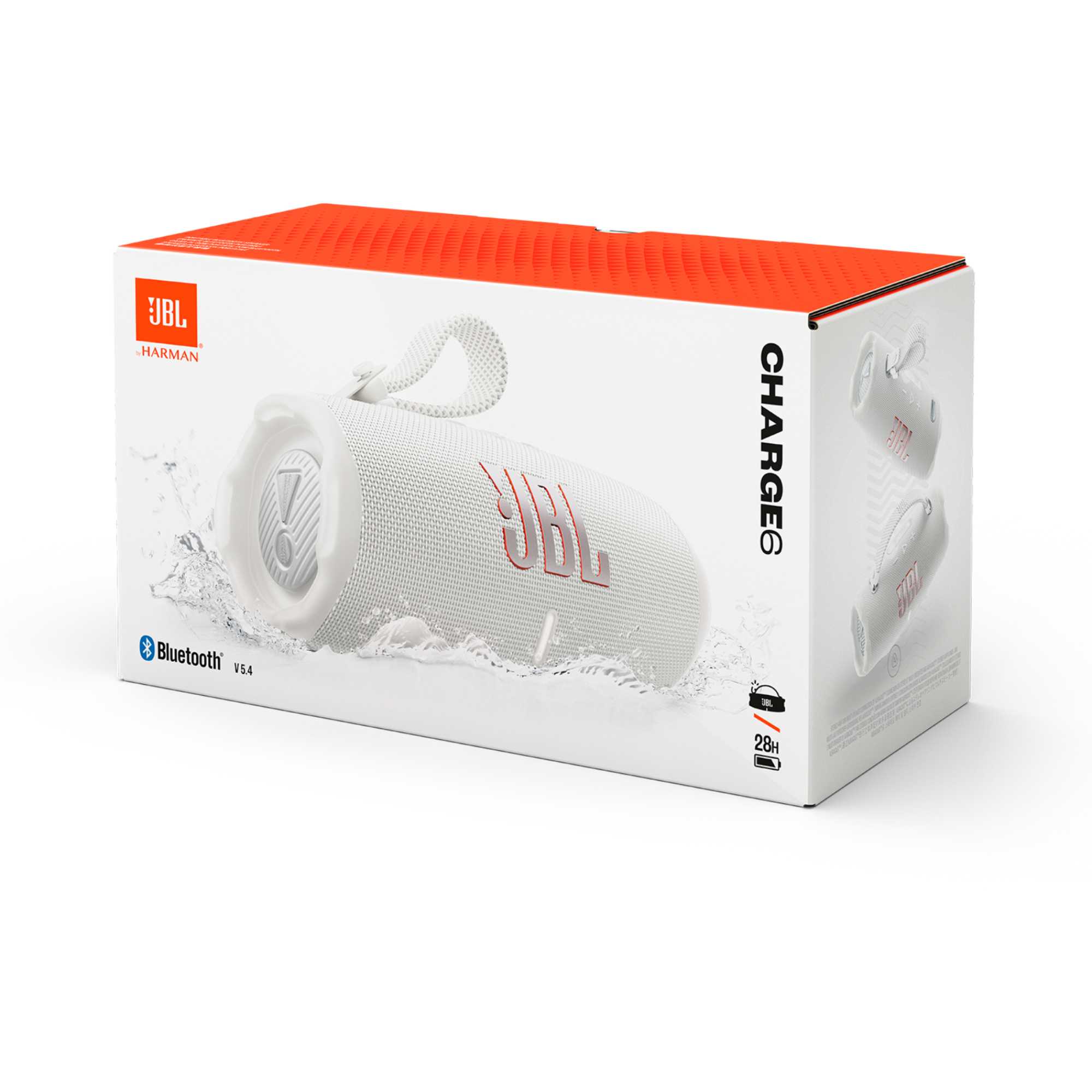 CHARGE 6 Portable Waterproof & Drop-Proof Bluetooth Speaker - White