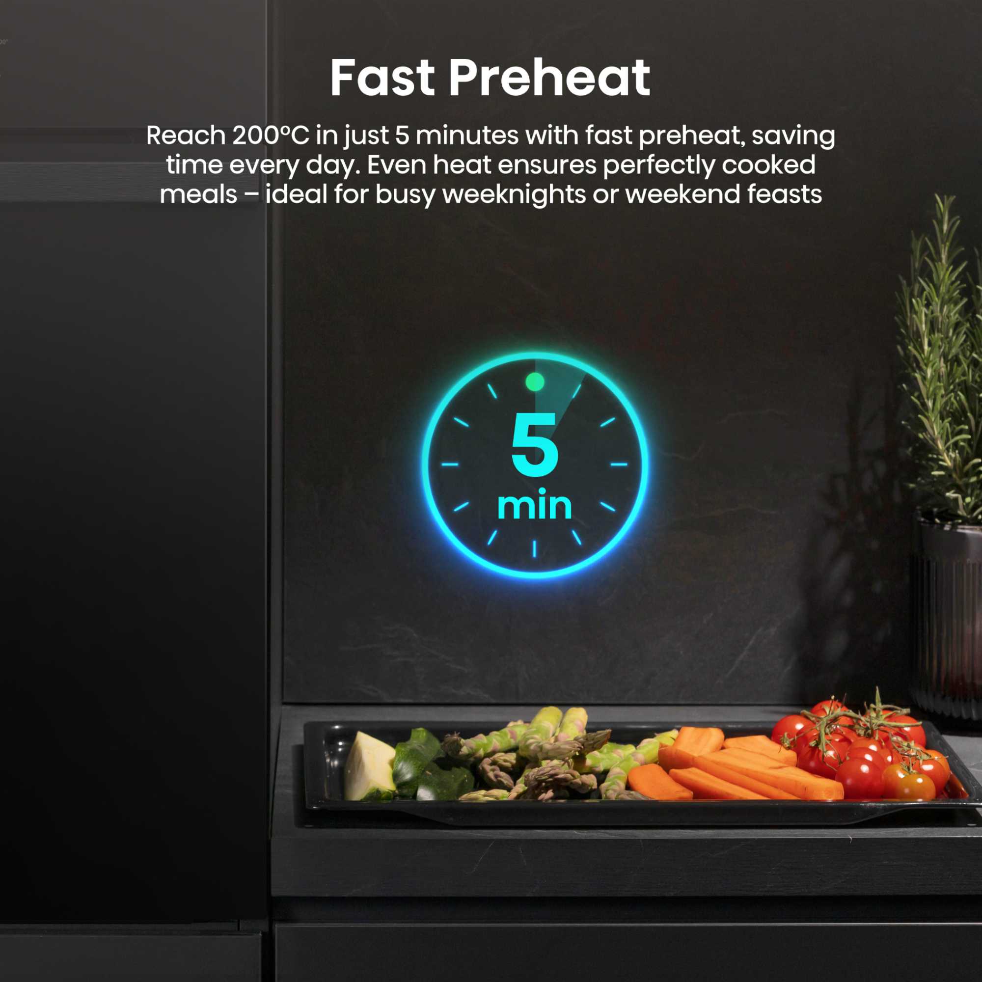 BI624CBPGUK 77L Built-in Catalytic Oven - Black