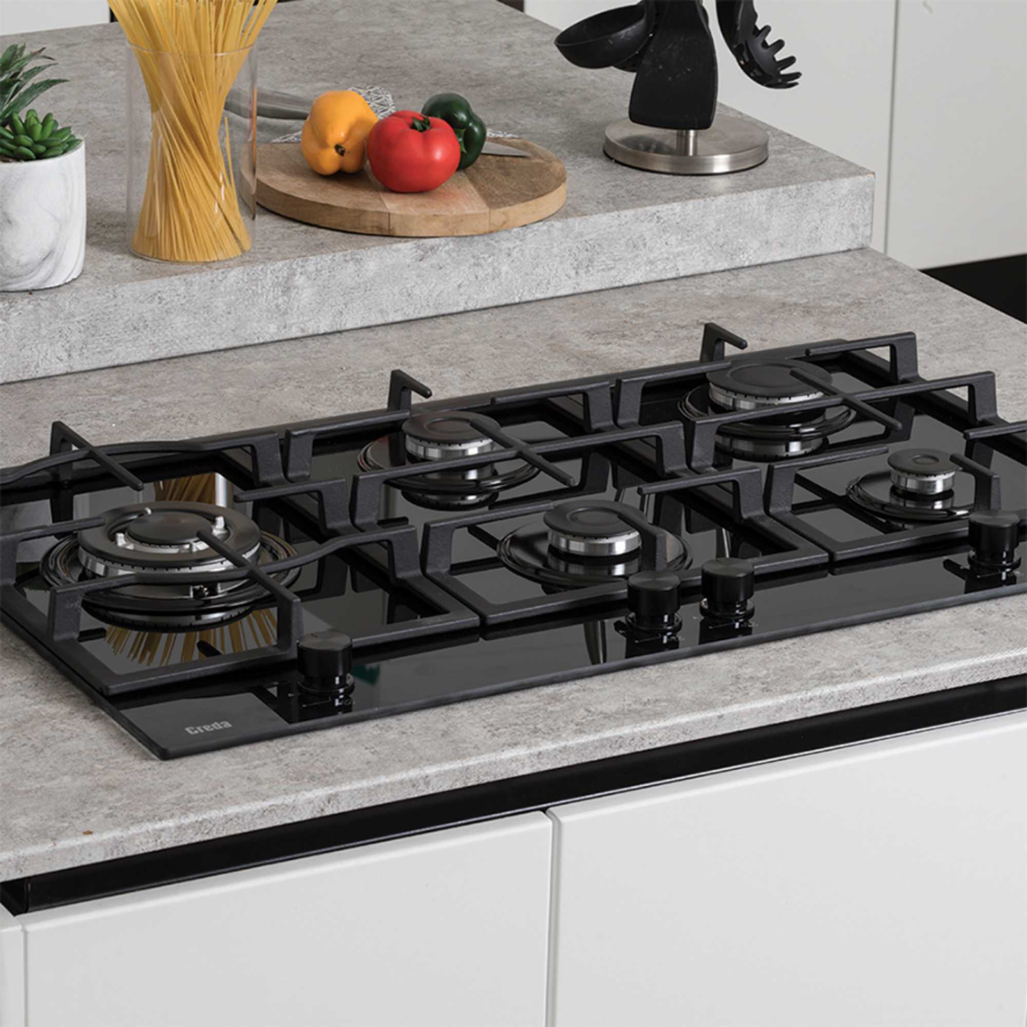 C90GFCWG 90cm 5 Zone Gas Hob - Black