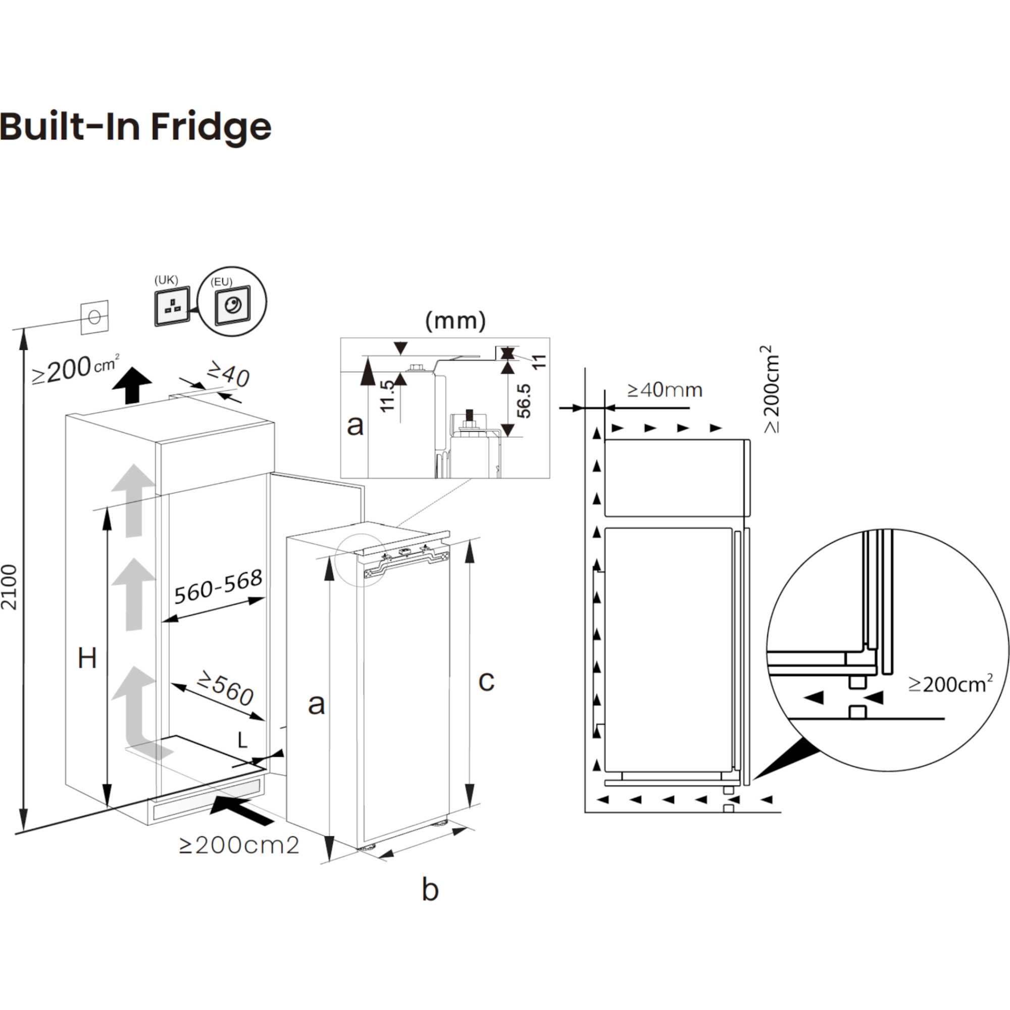 RL3B303SAWE 300l Built-In Larder Fridge