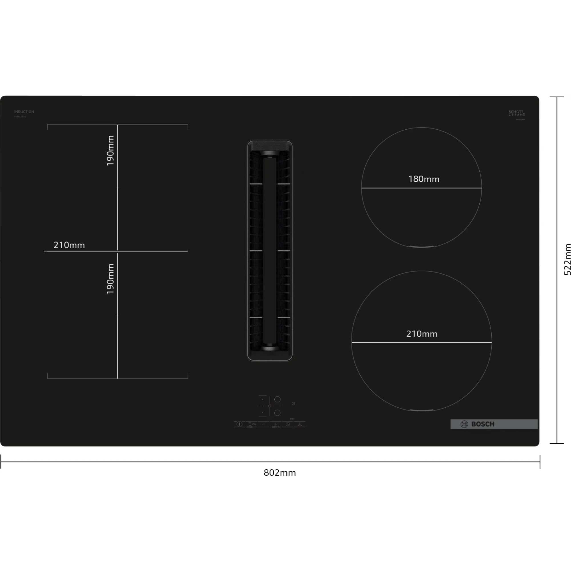 PVS811B16E Series 4 80cm 4 Burner Hob with Integrated Ventilation - Black