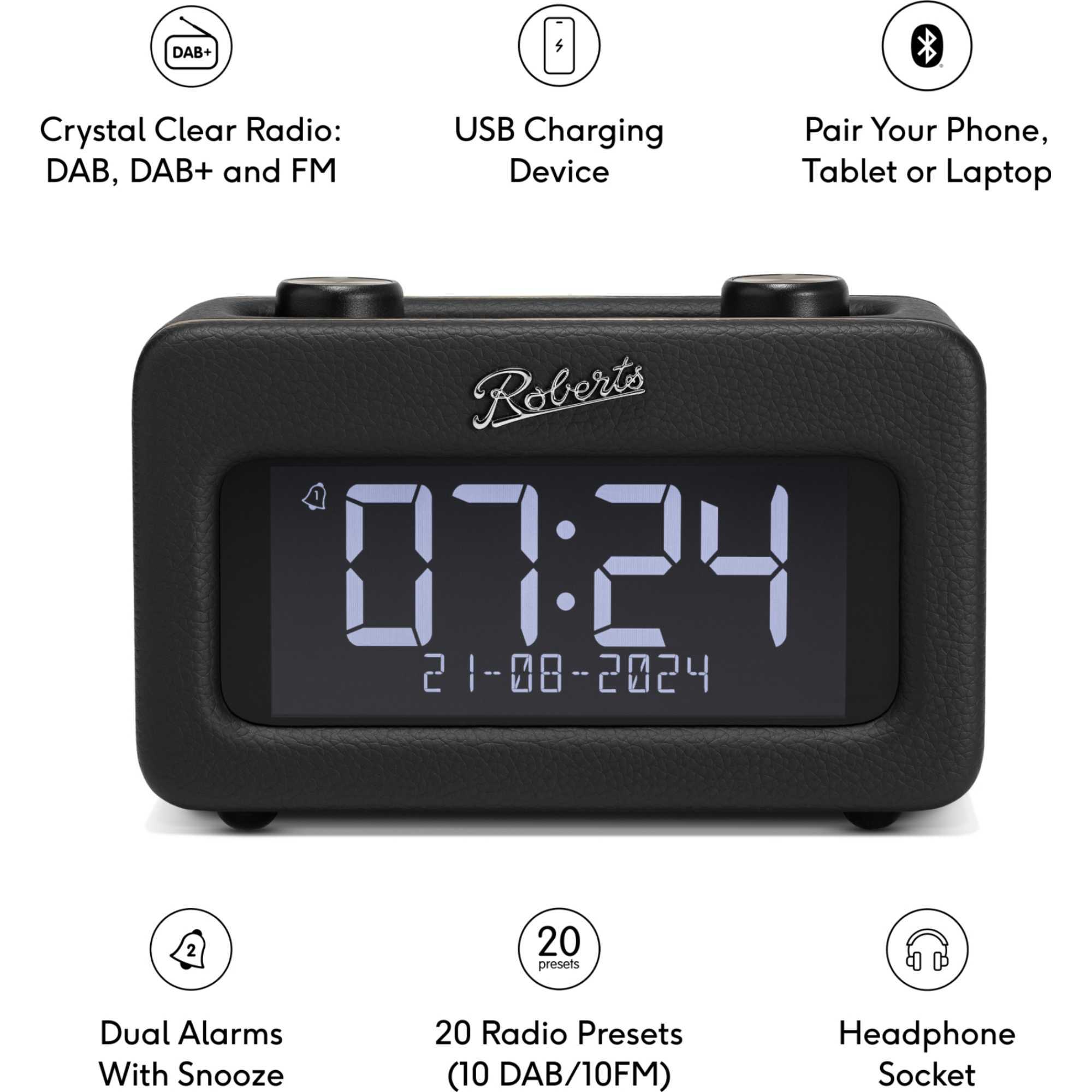 REV-RESTBK Revival Rest FM/DAB+ Bluetooth Alarm Clock Radio - Black