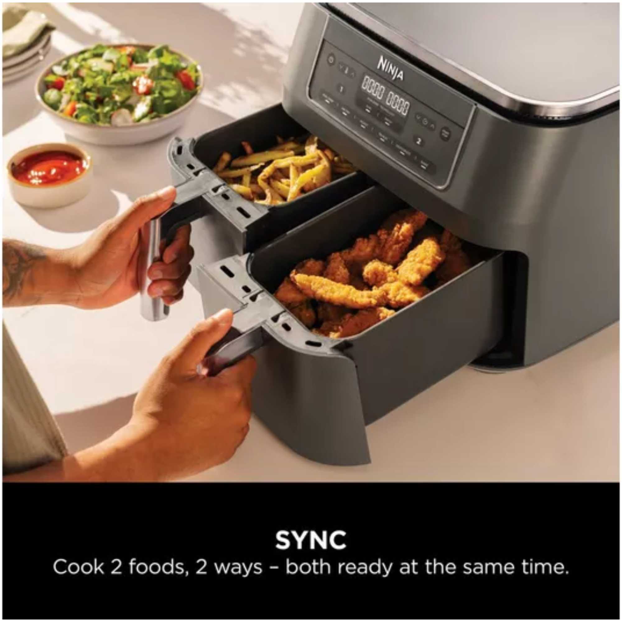 DZ300UK 6-in-1 Dual Zone 7.6L Air Fryer - Gun Metal Grey
