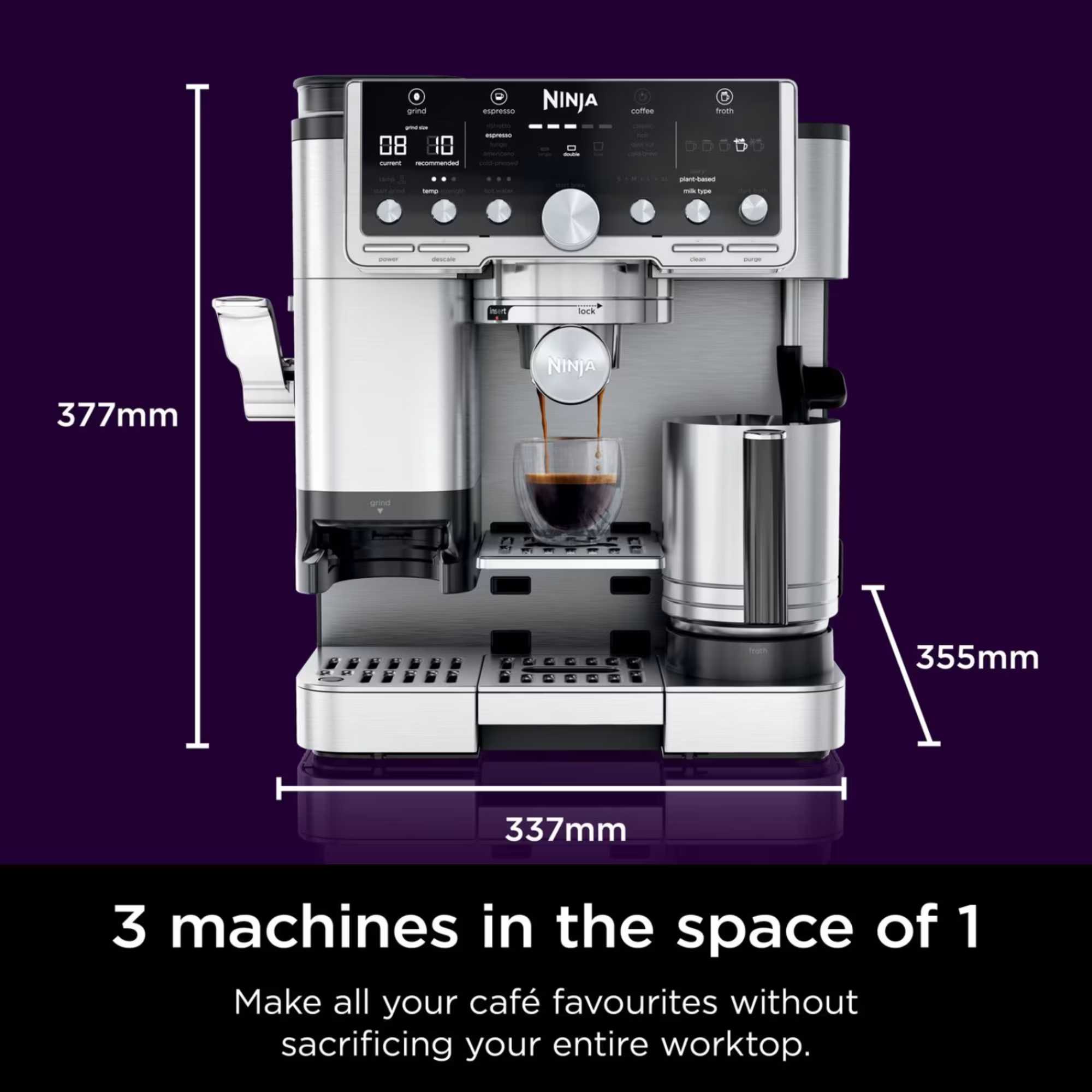 ES701UK Luxe Cafe Pro Series Coffee Machine - Stainless Steel